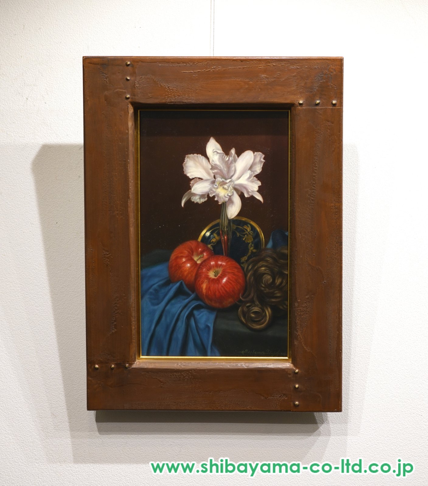 三嶋哲也、「カトレアと苺」、希少画集の額装画、人気作品 三嶋哲也、「カトレアと苺」、希少画集の額装画、人気作品