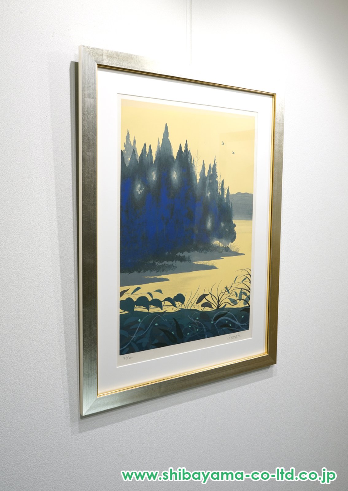 千住博 川辺:水の惑星より 風景画 作家直筆サイン 日本画 版画 絵画