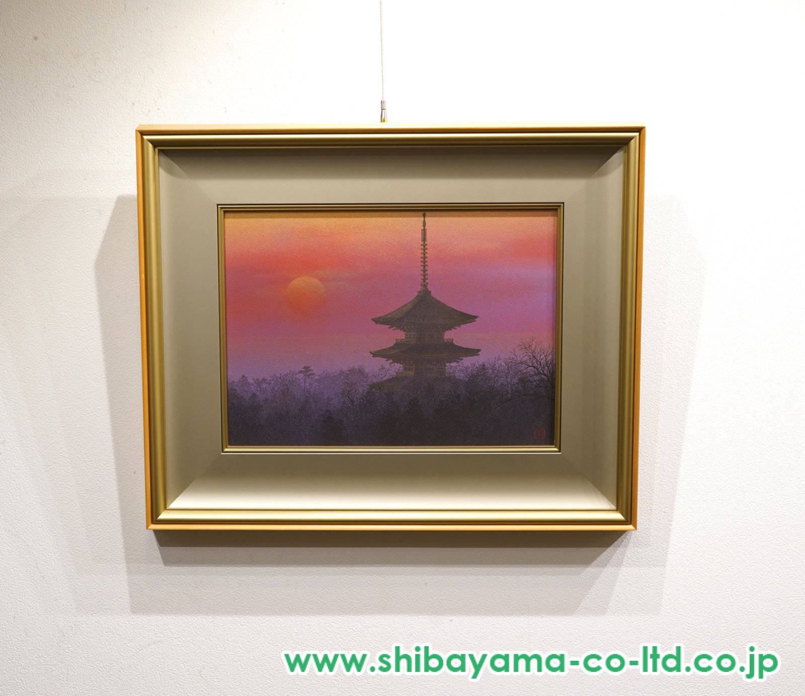 清水規「妙成寺夕紅」日本画 P8号 :: 絵画買取・販売 - シバヤマ