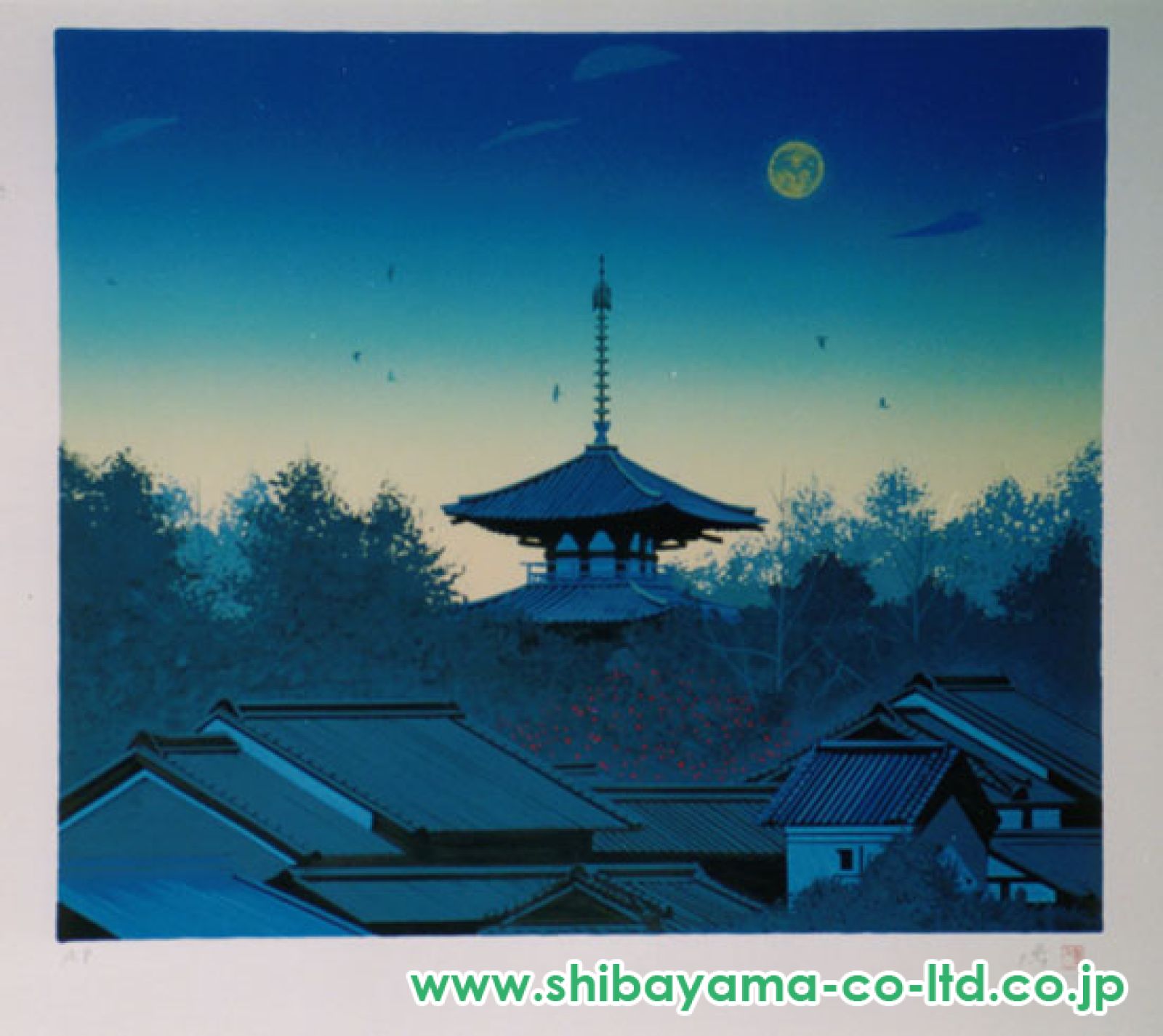 千住博 【月下法輪寺】 シルクスクリーン 千住博「法輪寺月下」シルクスクリーン :: 絵画買取・販売