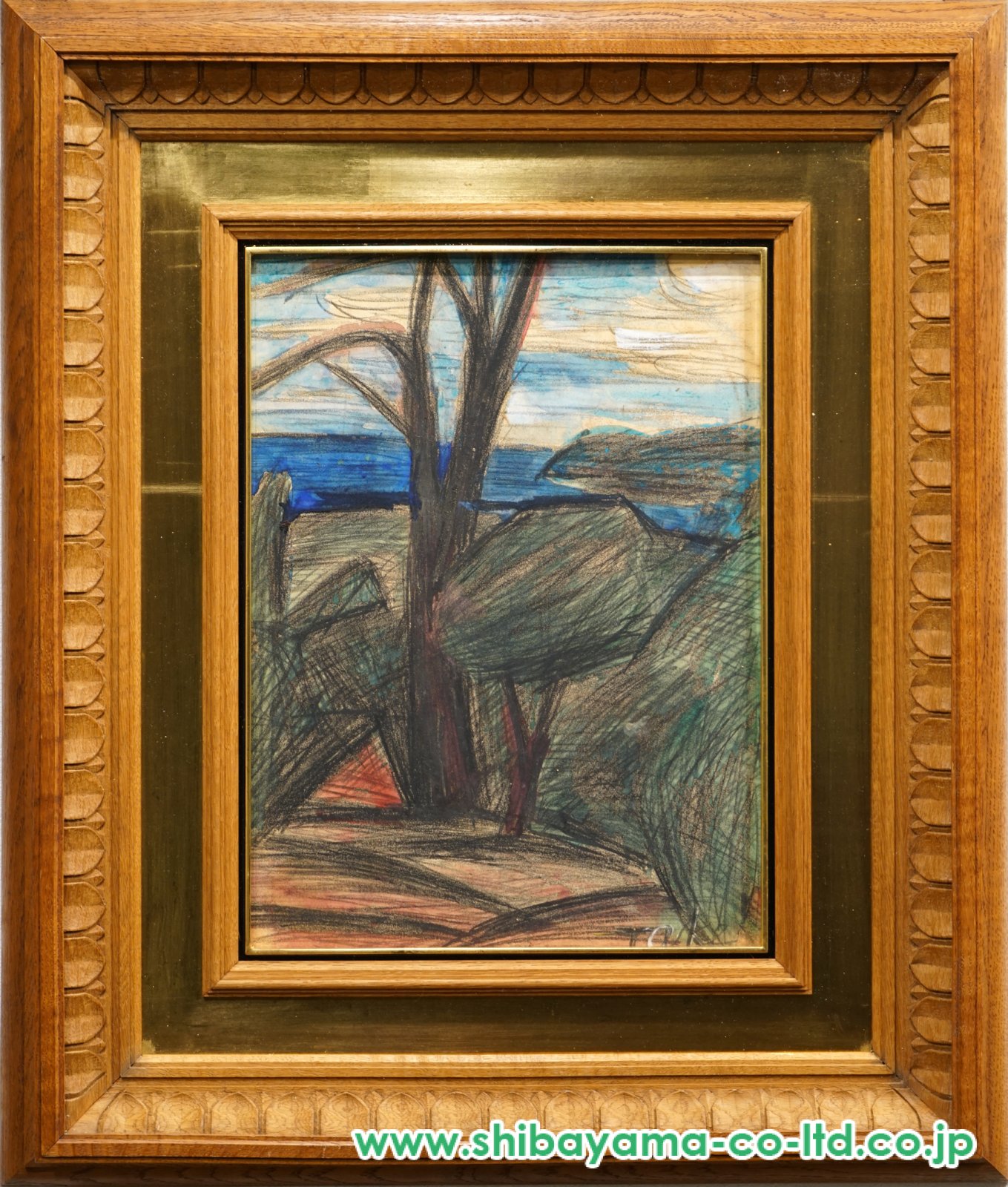 林武「川奈にて」パステル 5号 :: 絵画買取・販売 - シバヤマ