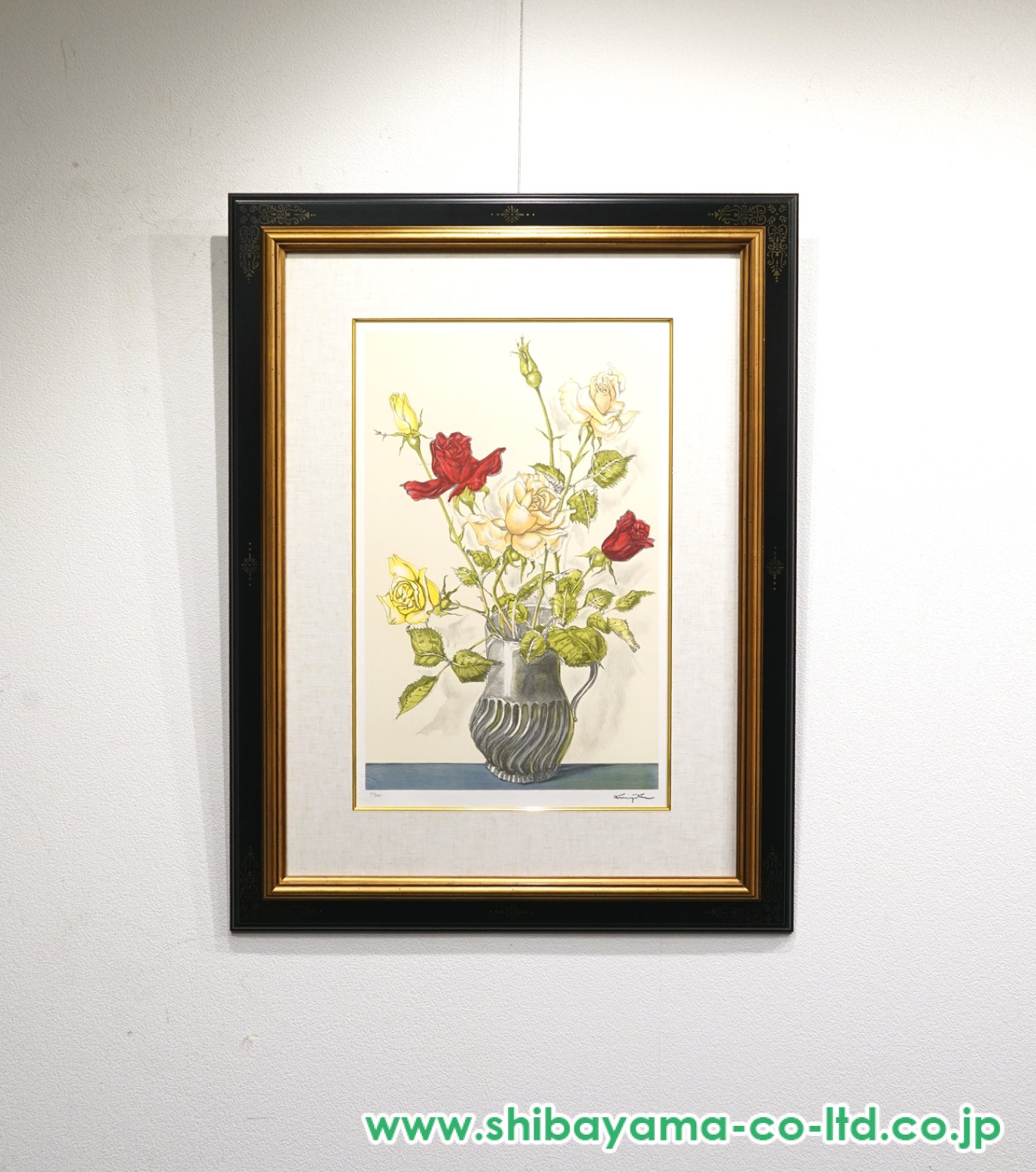 藤田嗣治「花瓶の薔薇」リトグラフ :: 絵画買取・販売 - シバヤマ