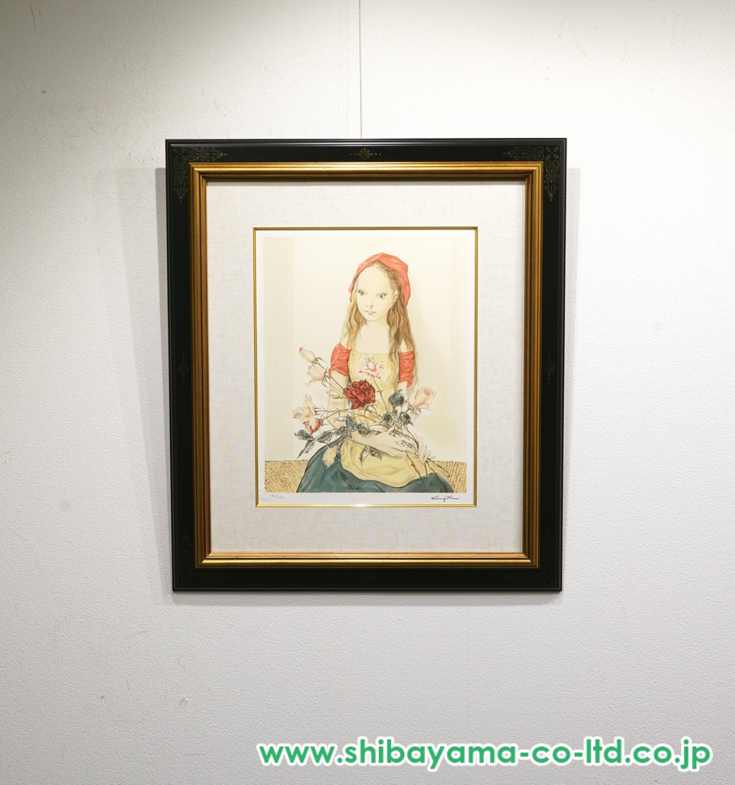 藤田嗣治「薔薇を持つ少女」リトグラフ :: 絵画買取・販売 - シバヤマ