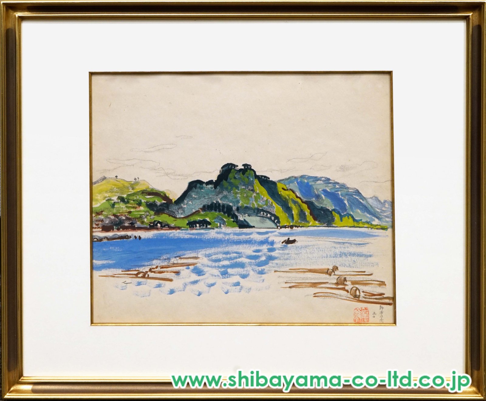 児玉幸雄「静浦風景」油彩＋鉛筆デッサン :: 絵画買取・販売 - シバヤマ