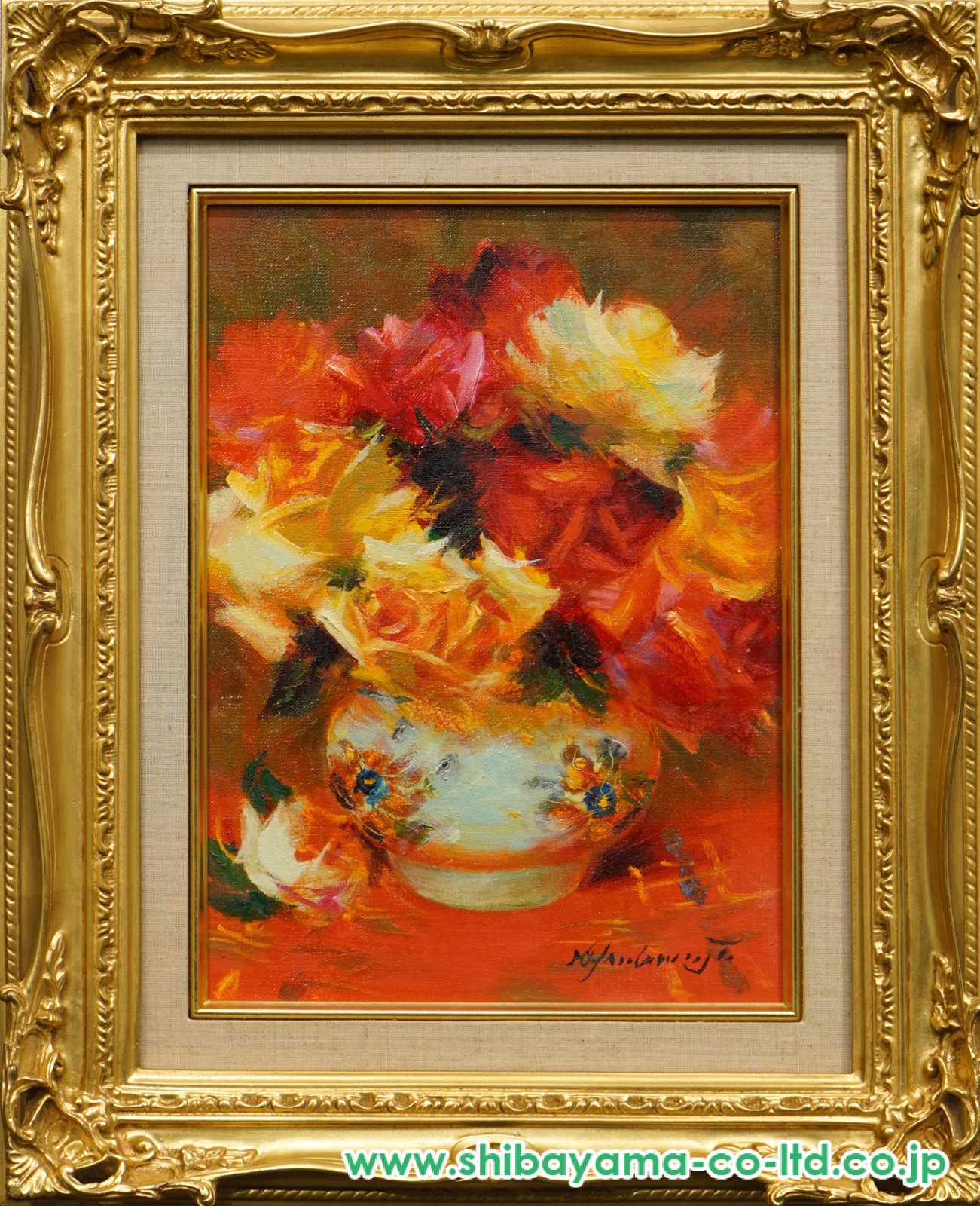 山本彪一「薔薇」油彩 4号 :: 絵画買取・販売 - シバヤマ