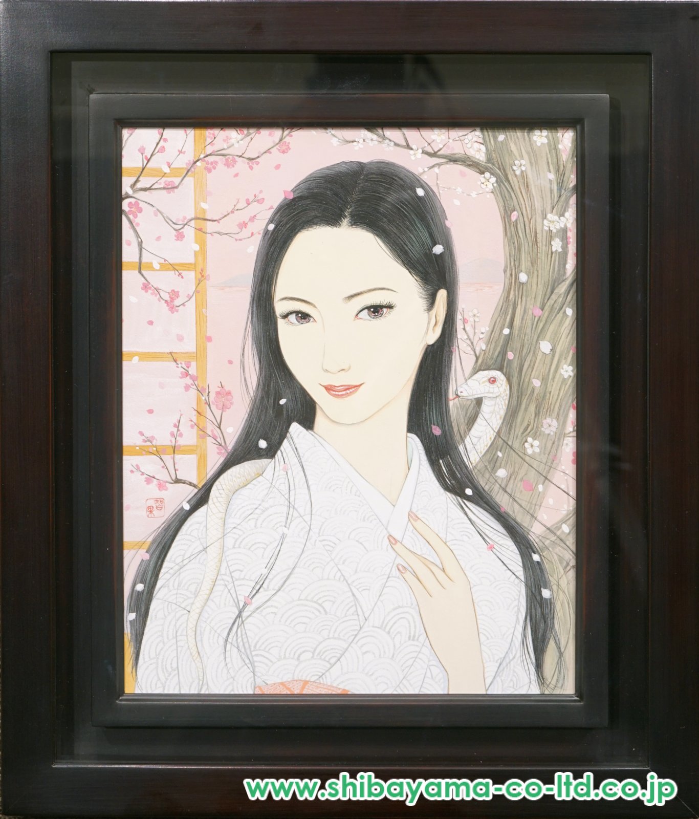 寒河江 智果「湖畔の女」日本画 3号 :: 絵画買取・販売 - シバヤマ