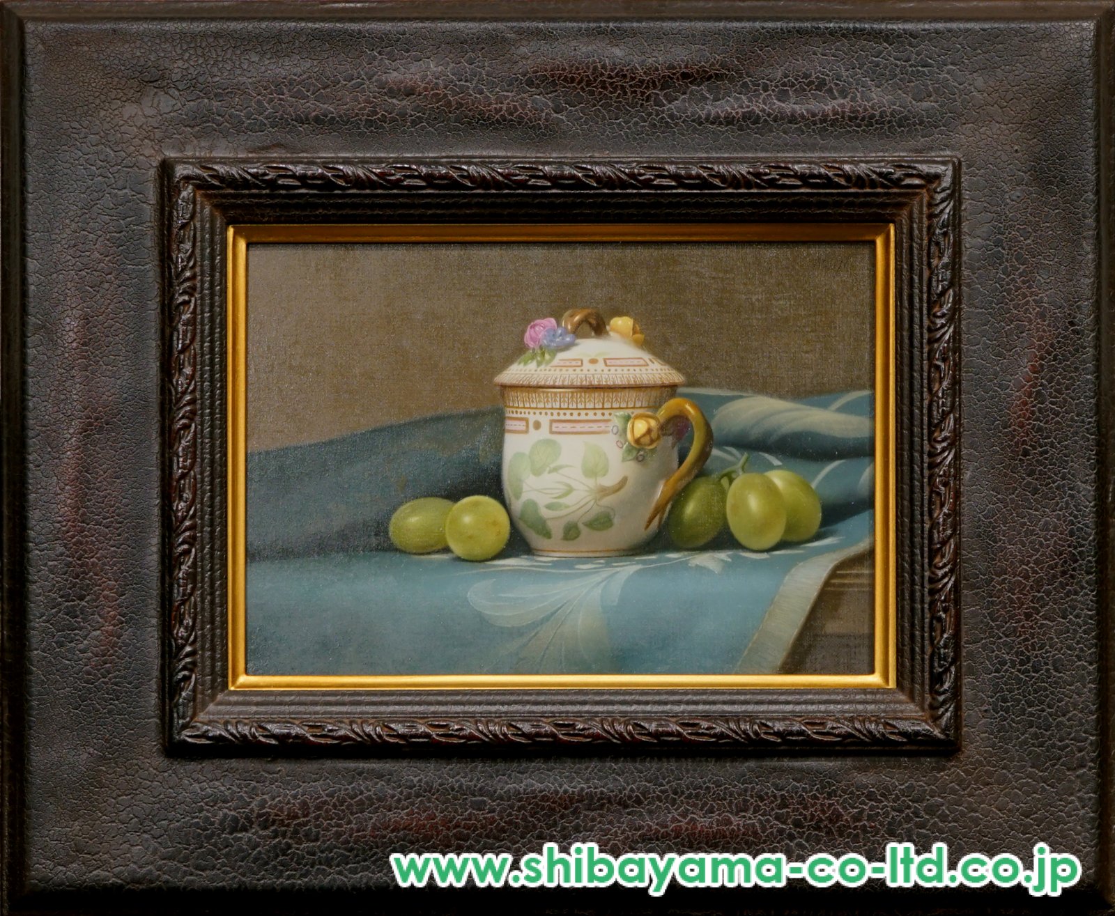 北浩二「クリームポットと葡萄」油彩 0号 :: 絵画買取・販売 - シバヤマ
