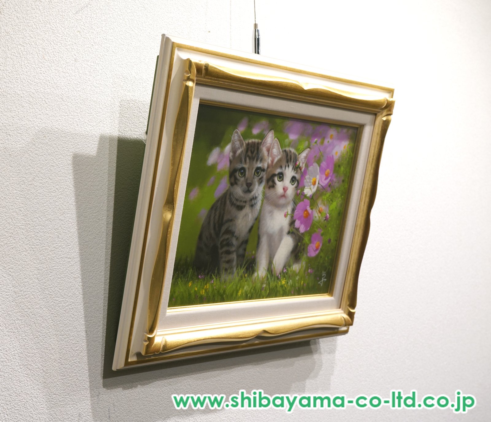 長岡卓「庭の仔猫」油彩 4号 :: 絵画買取・販売 - シバヤマ