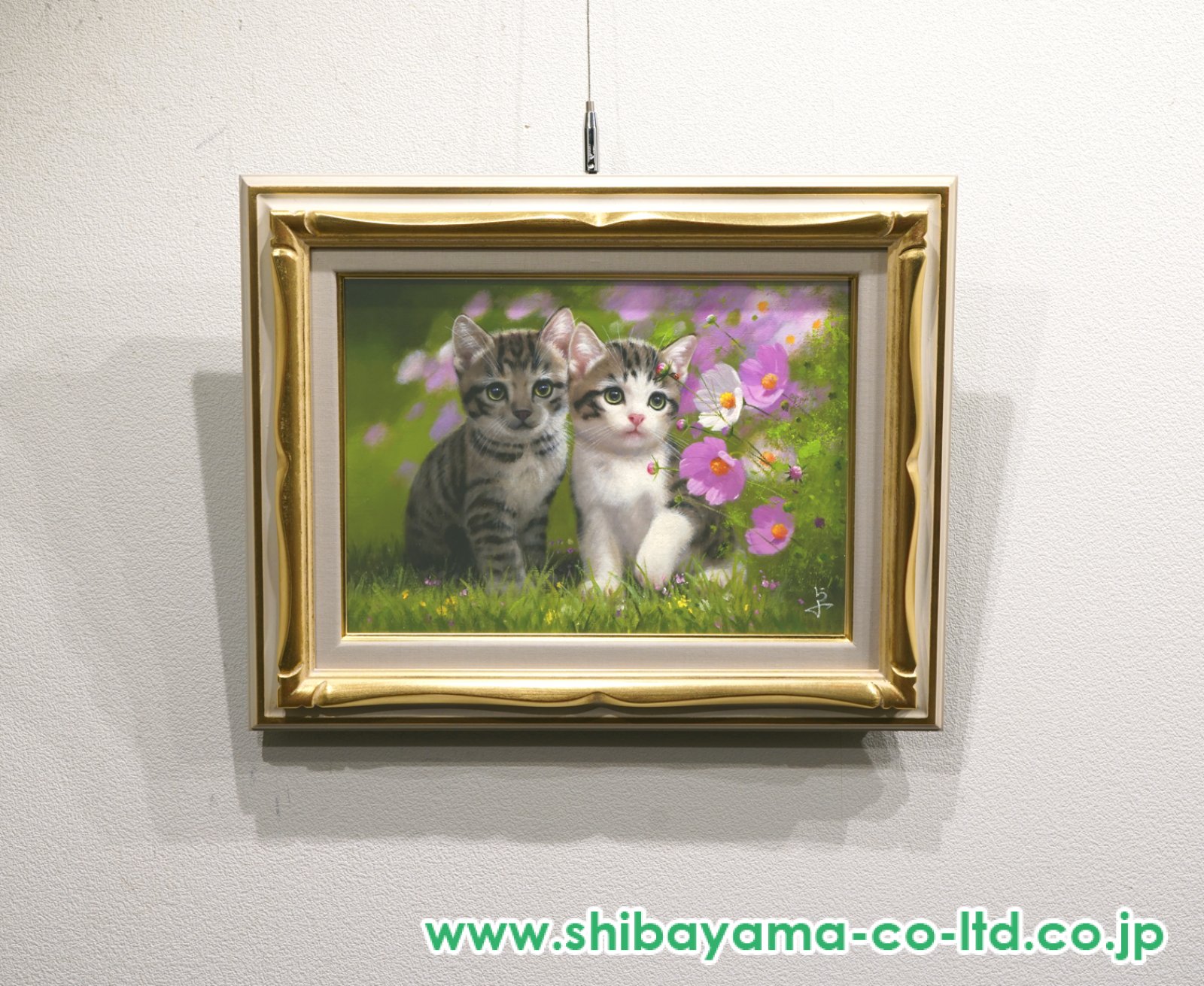 長岡卓「庭の仔猫」油彩 4号 :: 絵画買取・販売 - シバヤマ