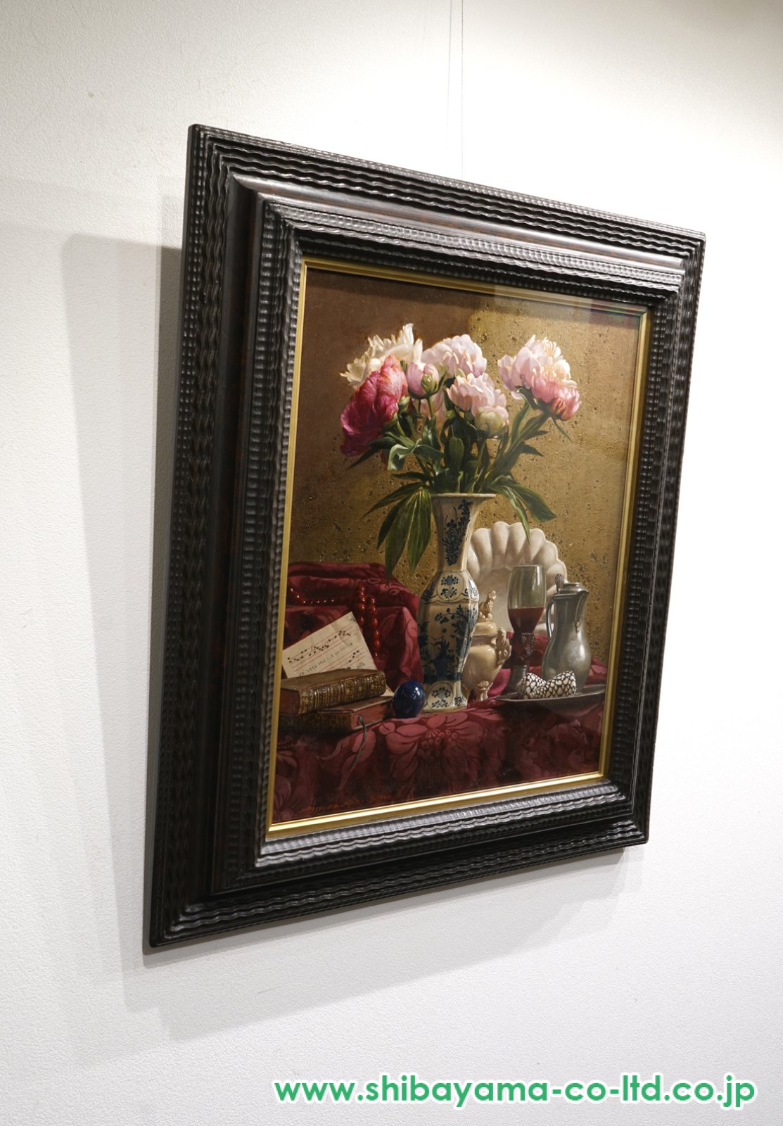 青木敏郎「芍薬と古書」油彩 15号 :: 絵画買取・販売 - シバヤマ