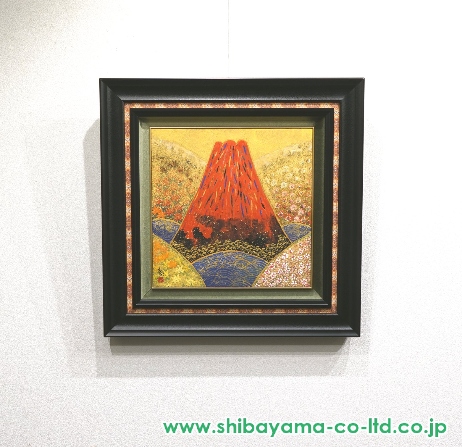 平松礼二「紅々不二」日本画 4号スクエア :: 絵画買取・販売 - シバヤマ