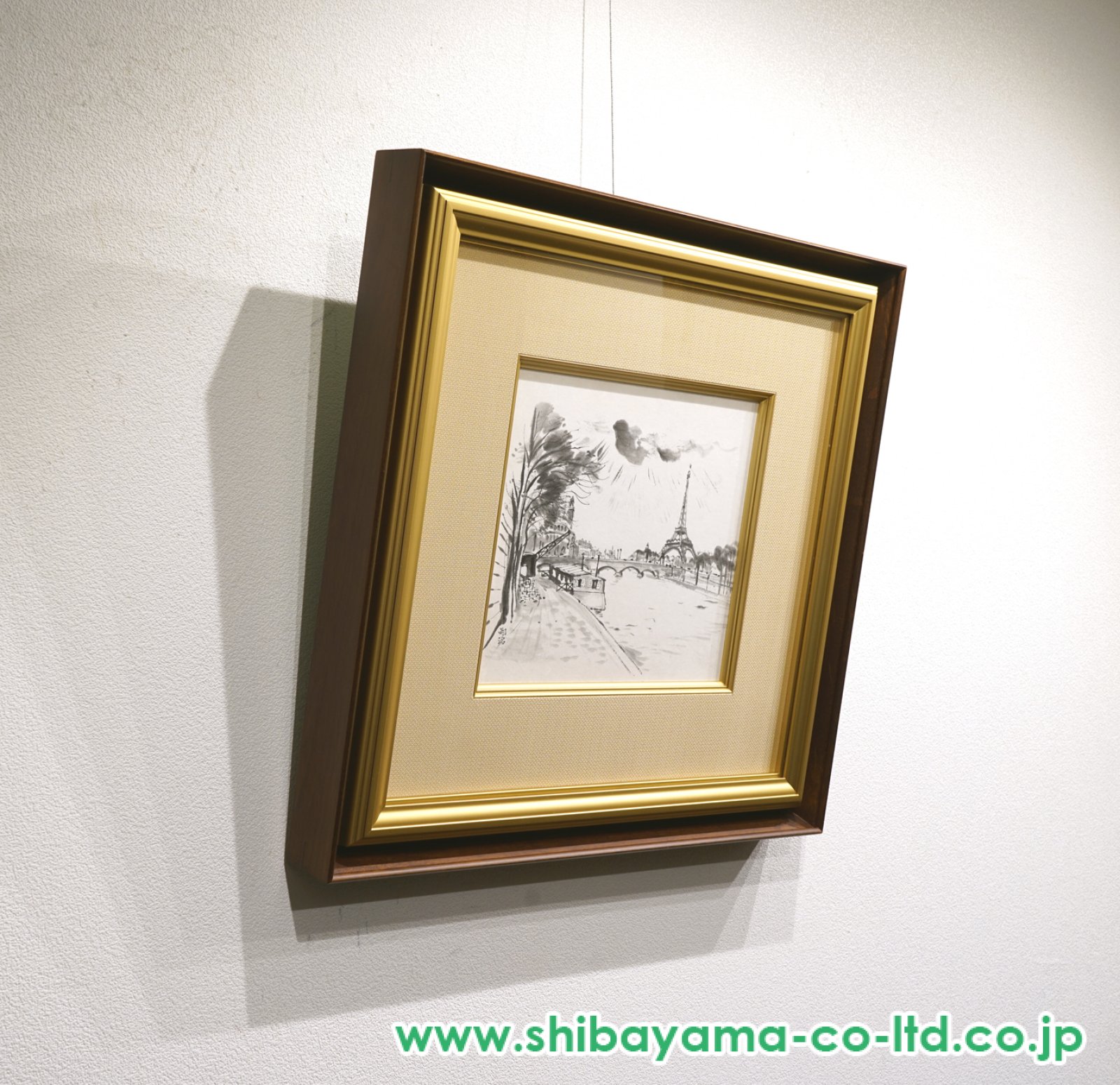 藤田嗣治「セーヌ河（横光利一「旅愁」挿絵）」墨 色紙 :: 絵画買取