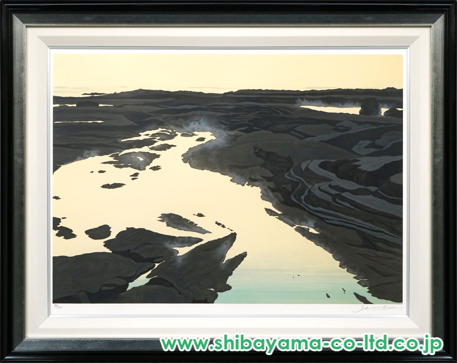 千住博先生　水　リトグラフ　額装　日本画　千住博 千住博「水」リトグラフ 絵画買取・販売の小竹美術