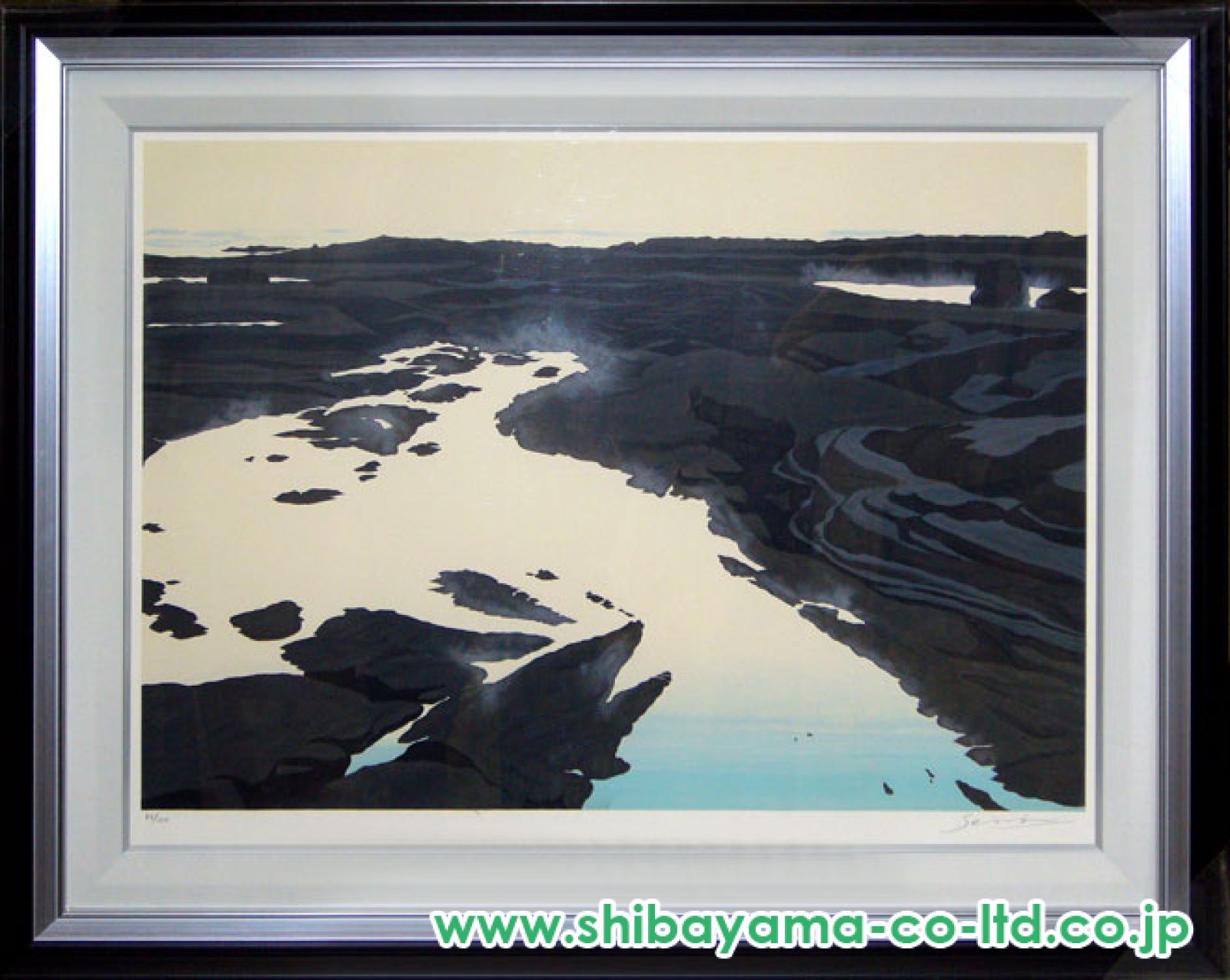 絵画　リトグラフ　海辺 千住博「水の惑星 ＃7 川辺」リトグラフ :: 絵画買取・販売