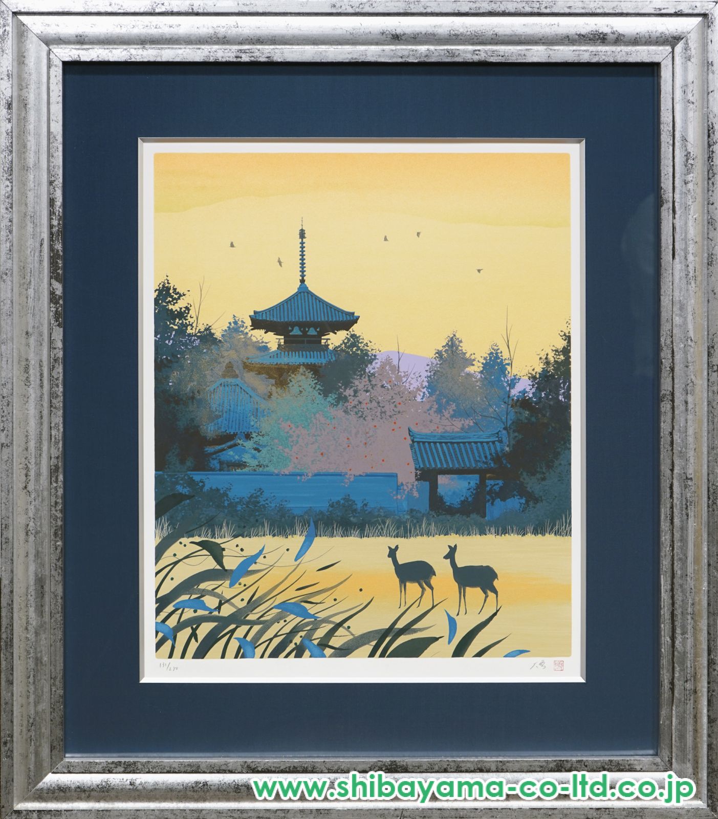 【Hikarikisetu】千住博 日本画 千住博「飛鳥懐光法起寺」シルクスクリーン :: 絵画買取・販売