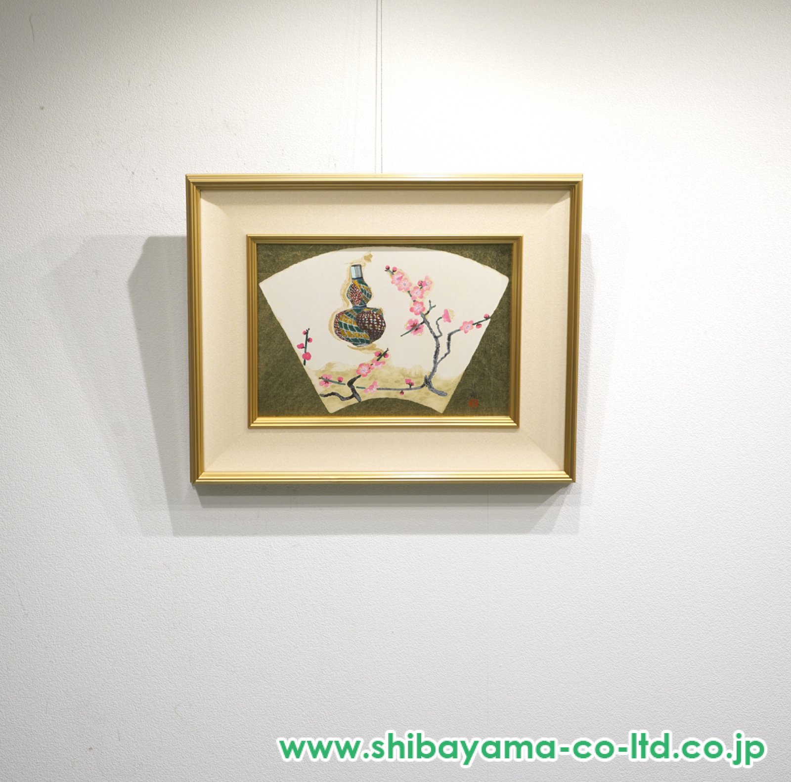 小倉遊亀　岩絵具　肉筆『景徳鎮に梅』表サイン(印譜)　共シール　色紙　額　z55 16220_105cdabdd59fe41fffde09e3