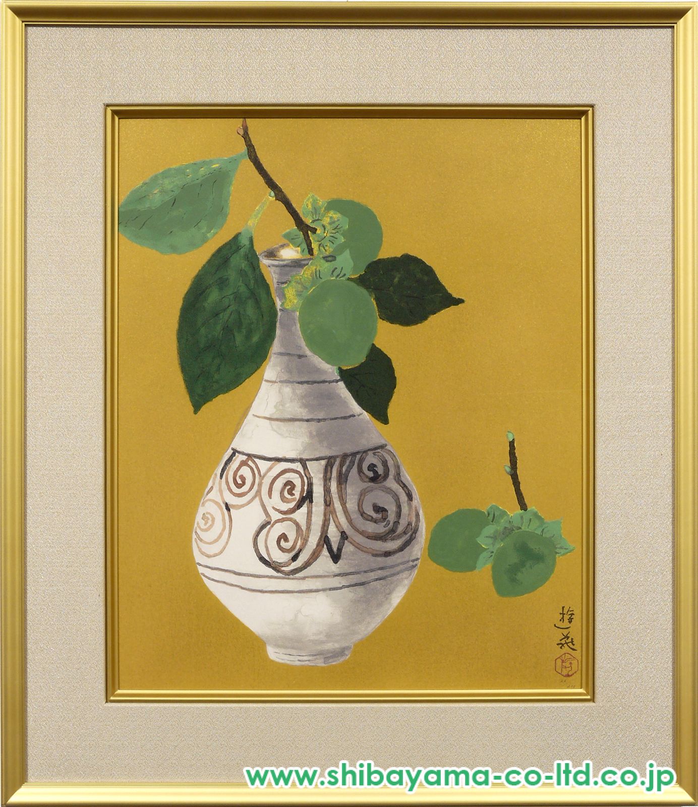 小倉遊亀「古陶と青柿」リトグラフ :: 絵画買取・販売 - シバヤマ