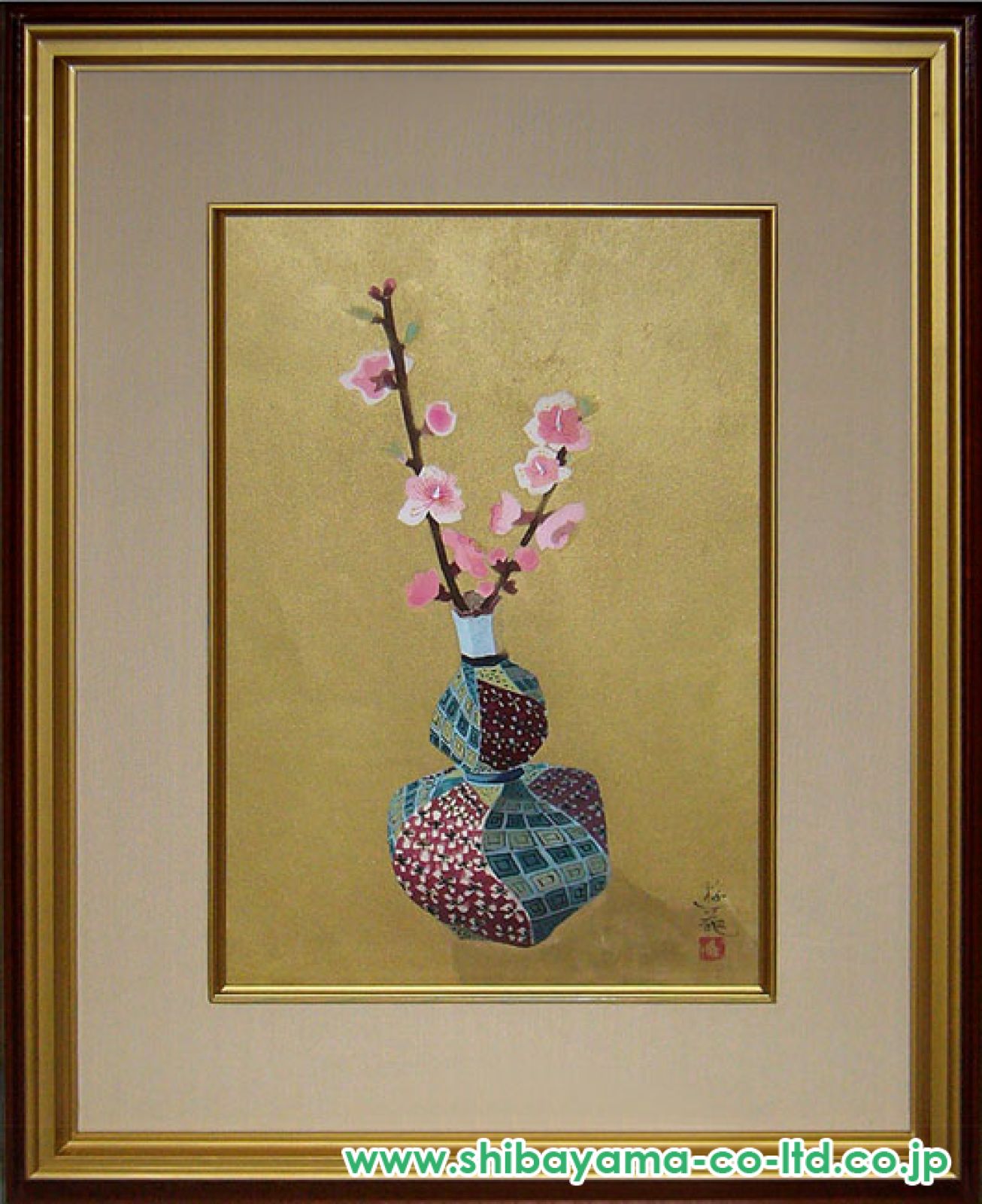 小倉遊亀　リトグラフ「桃と鉢」(花と果物より)　木版画　270/300　　額装 小倉遊亀「徳利桃」木版画 :: 絵画買取・販売 - シバヤマ