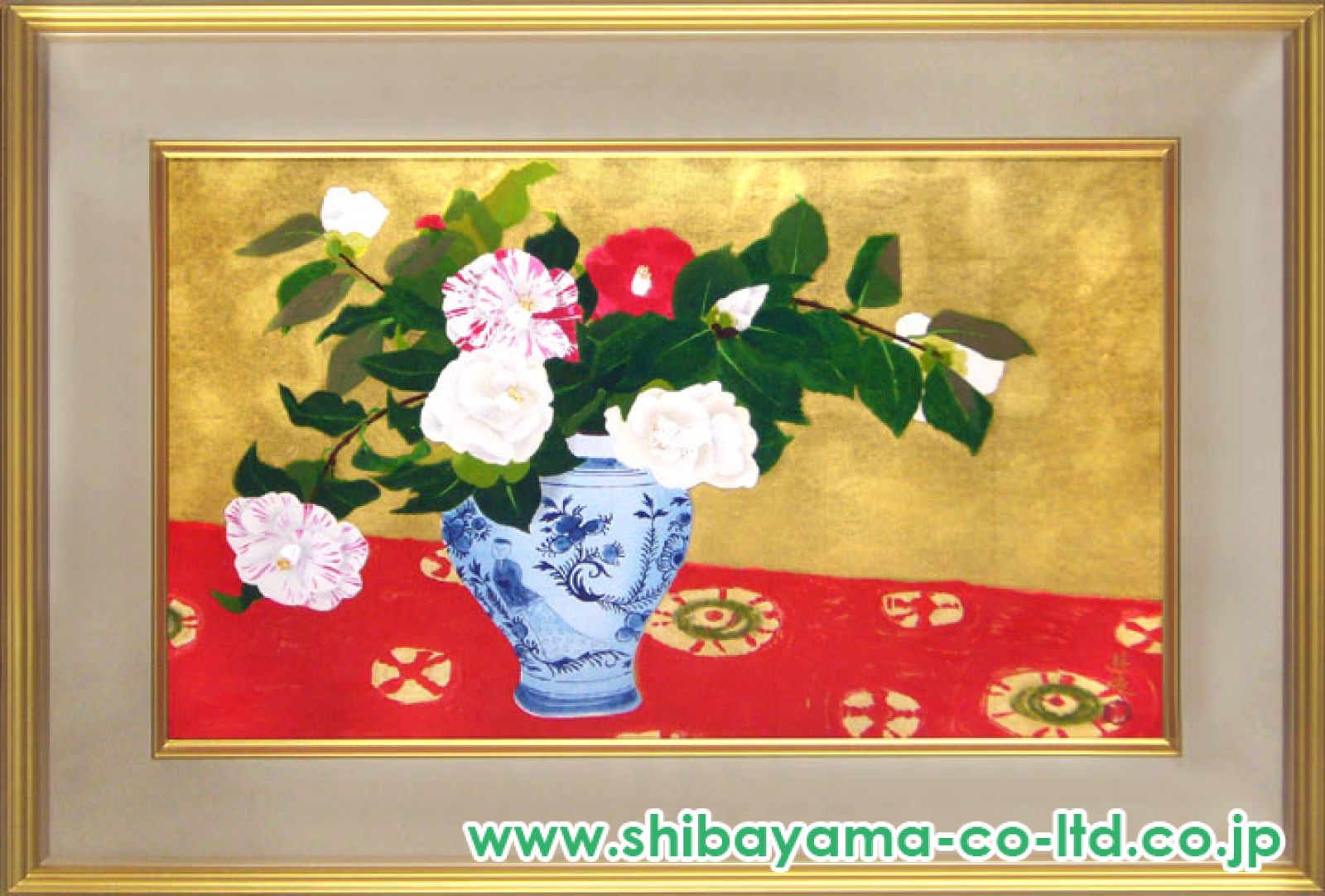 小倉遊亀「椿」木版画＋純金箔 :: 絵画買取・販売 - シバヤマ