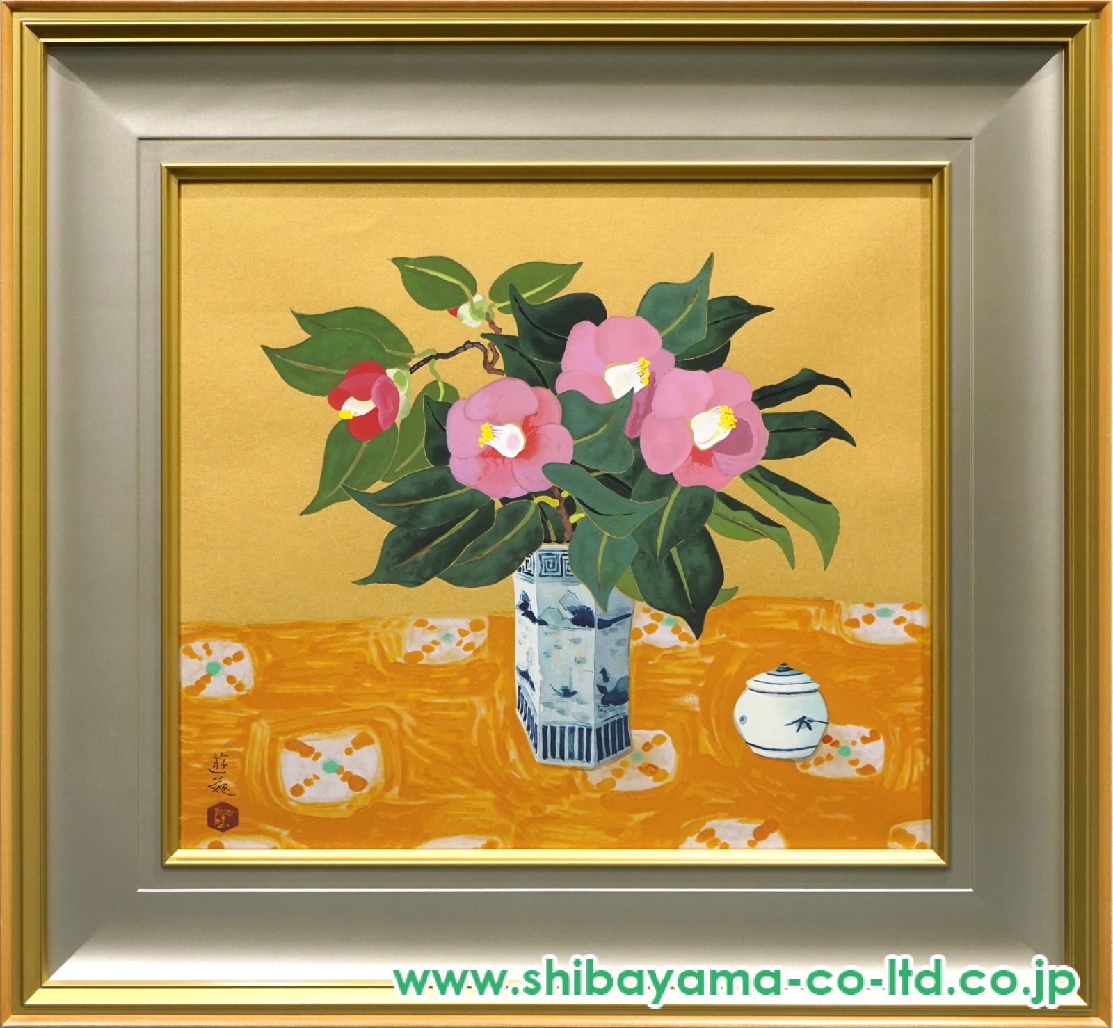極美品✨未使用　小倉遊亀　山茶花　木版画 複製原画　エディション　144/250 極美品✨未使用 小倉遊亀 山茶花 木版画 複製原画 エディション