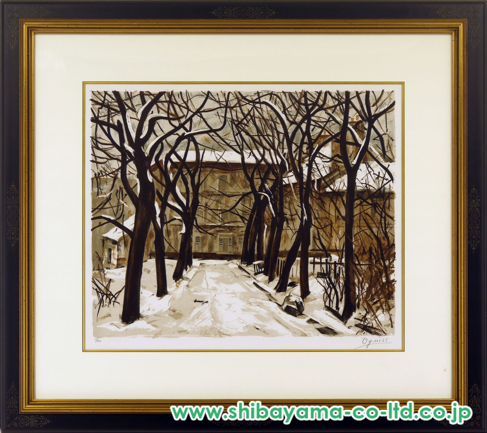 荻須高徳「パリ5影 （V VUE DE PARIS）より『雪景色 NEIGE
