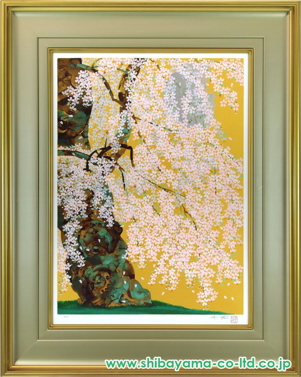 中島千波　木版　夢殿の枝垂桜 夢殿の枝垂櫻 | ｜正光画廊