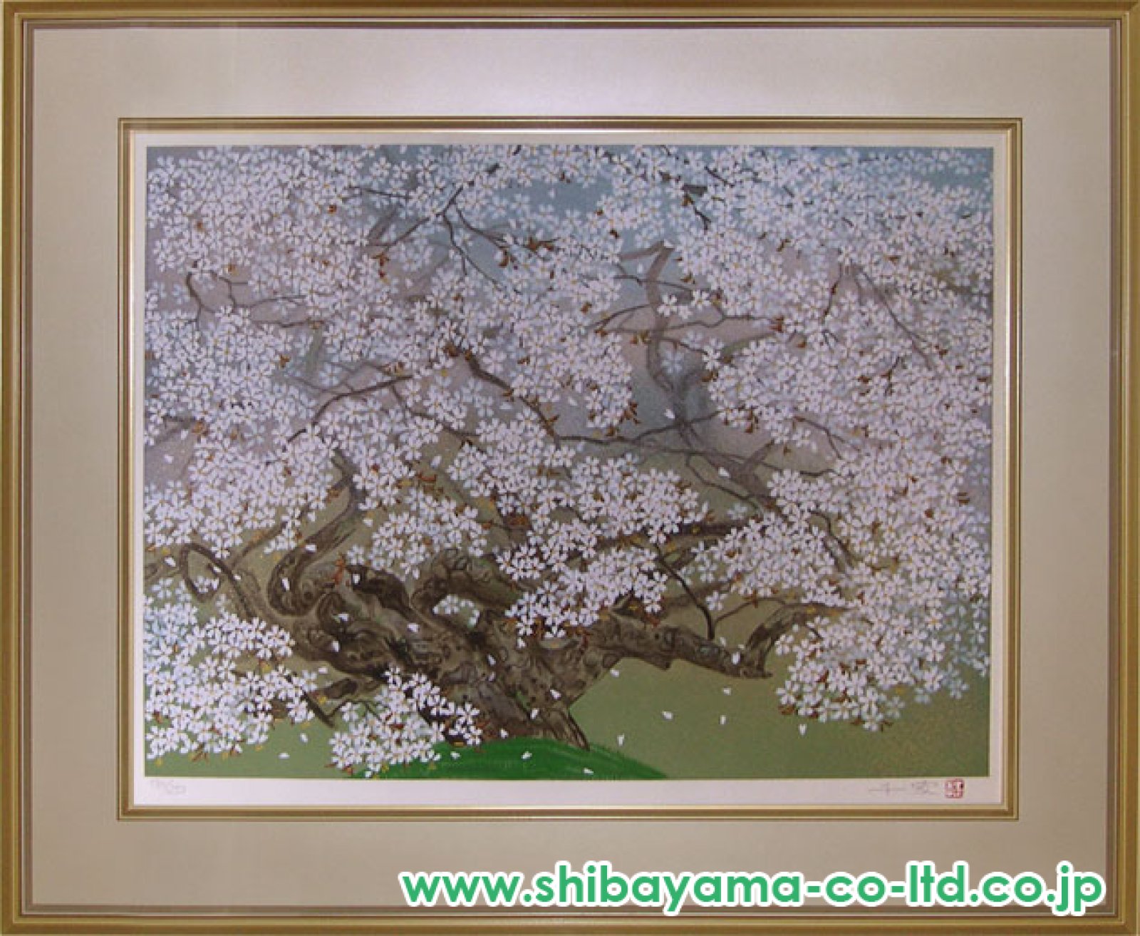 中島千波「山櫻」リトグラフ :: 絵画買取・販売 - シバヤマ