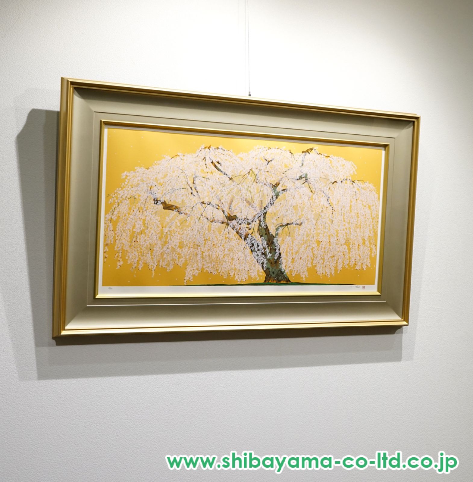 中島千波　「久遠寺の瀧櫻」　木版画　直筆サイン・落款・作品証明シール有り 中島千波 「久遠寺の瀧櫻」 木版画 直筆サイン・落款・作品証明