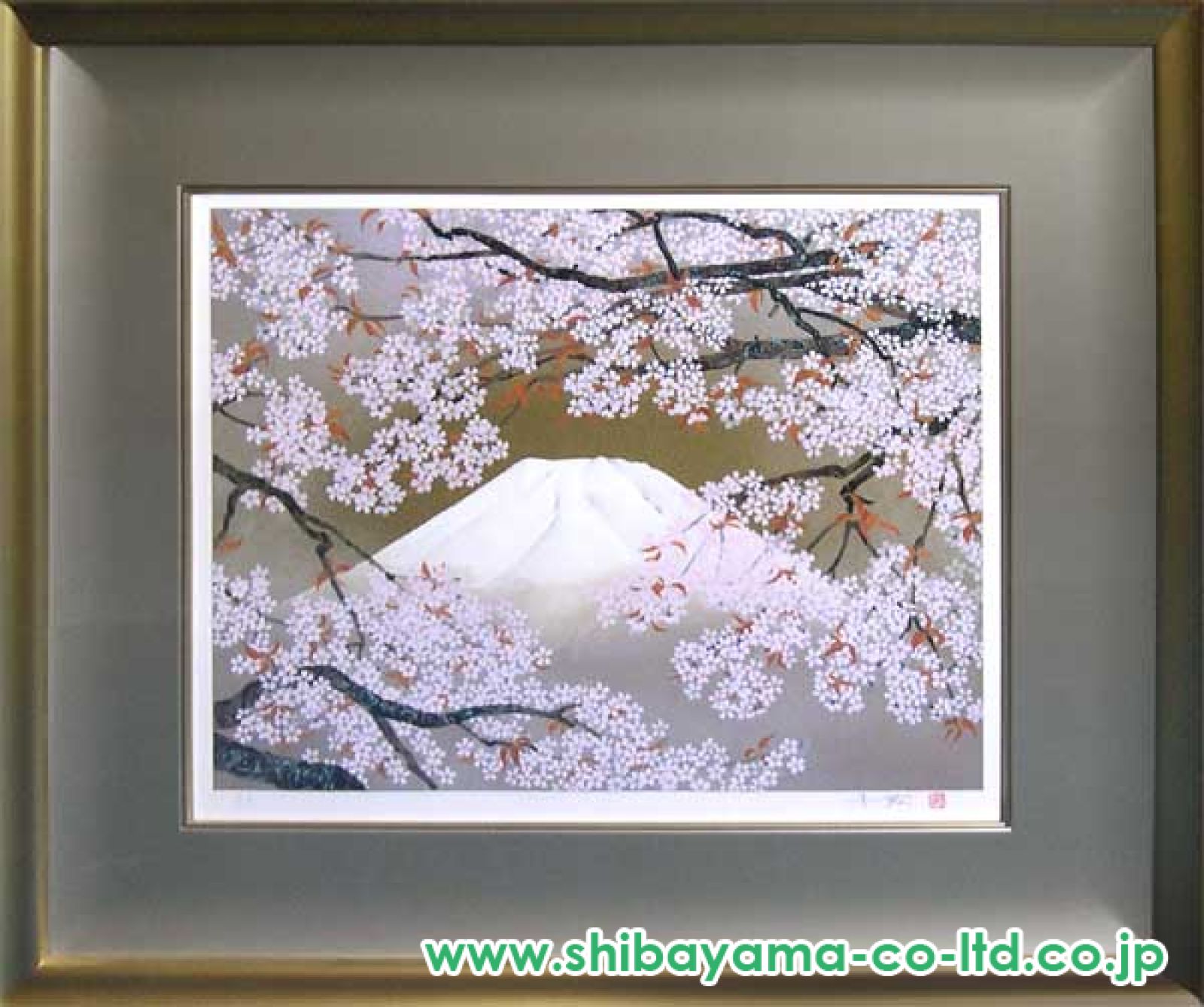 中島千波「桜花霞富士」リトグラフ :: 絵画買取・販売 - シバヤマ