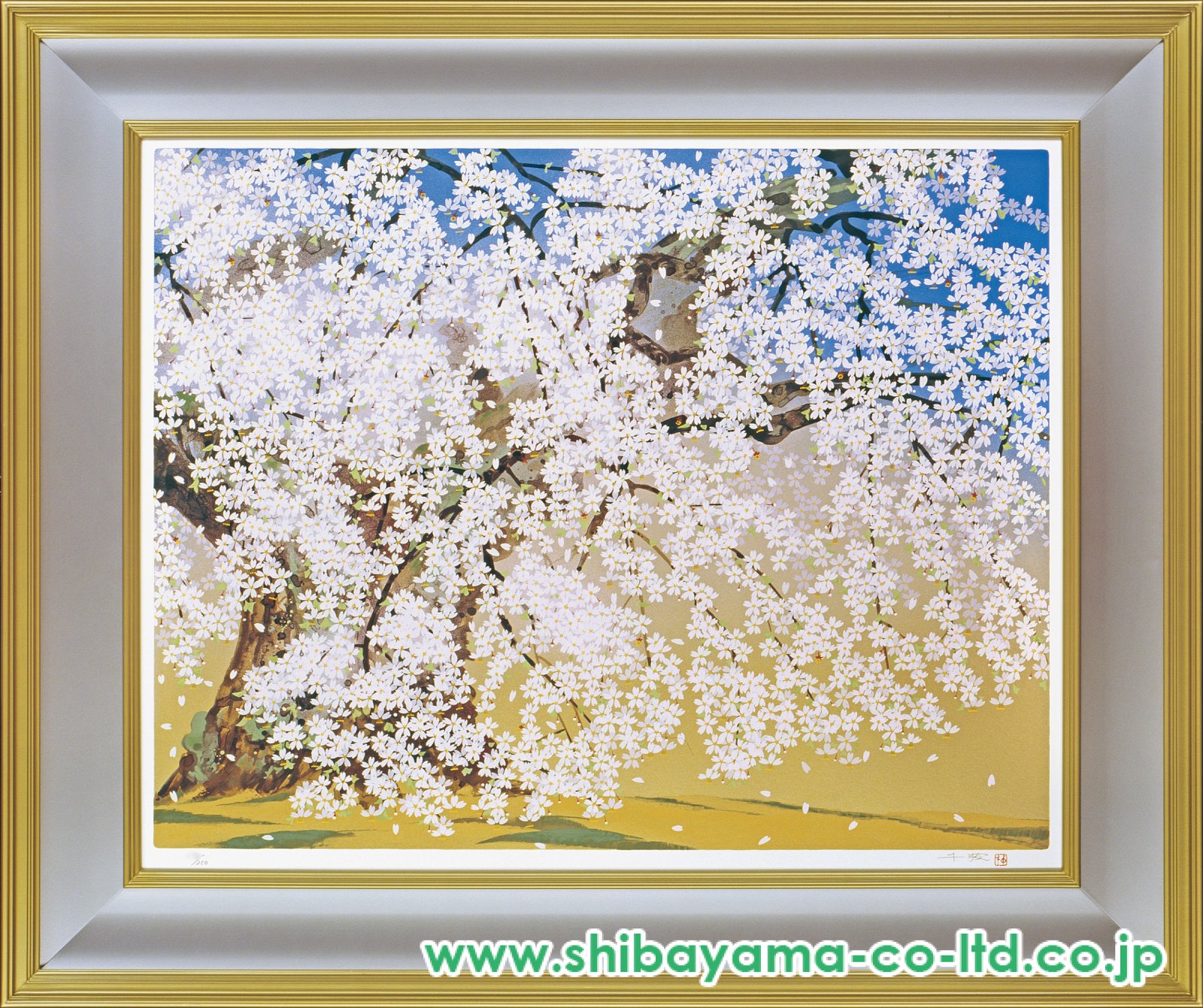 中島千波「般若院の枝垂れ桜」シルクスクリーン :: 絵画買取・販売