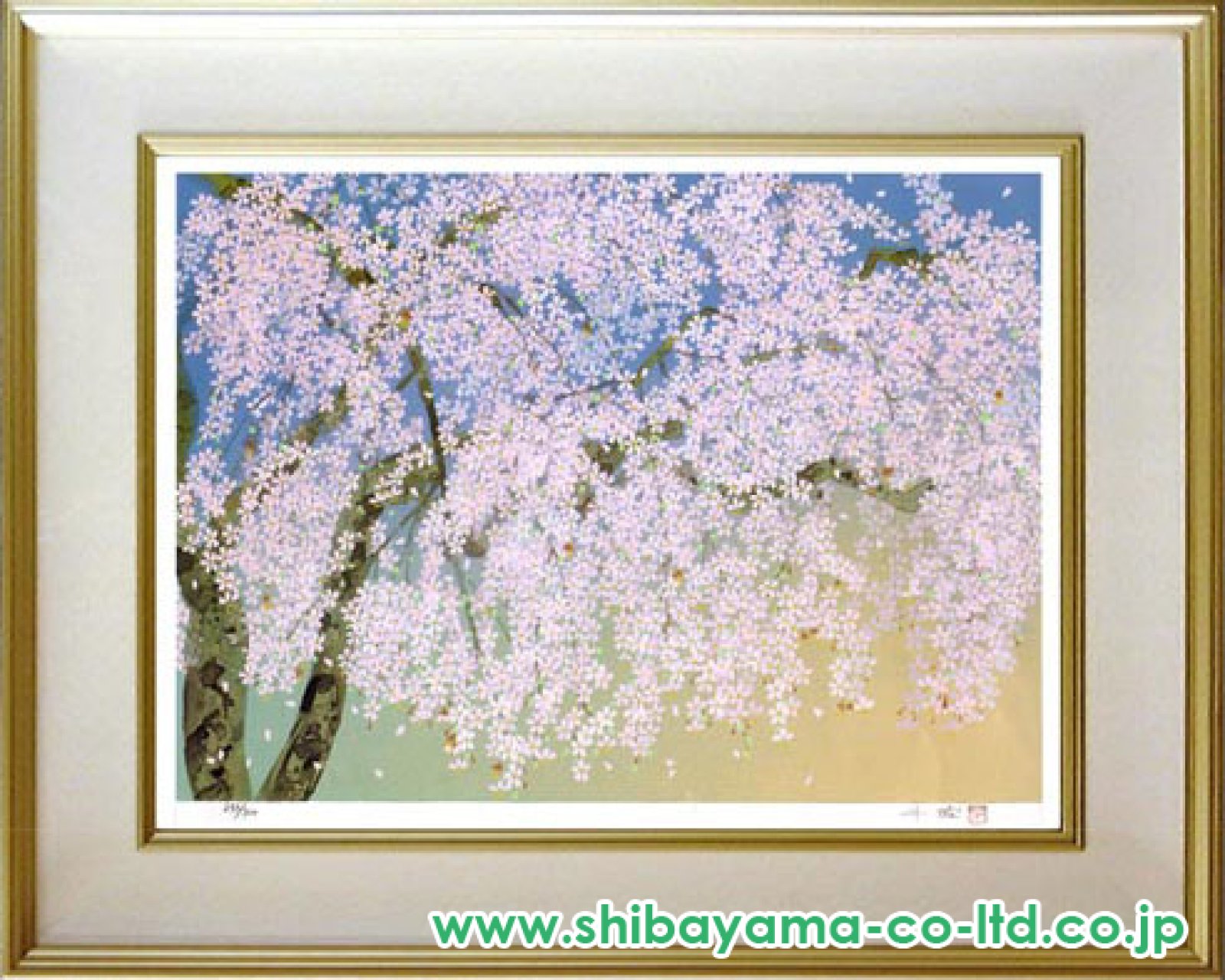 中島千波「春の日・天龍寺の枝垂桜」シルクスクリーン :: 絵画