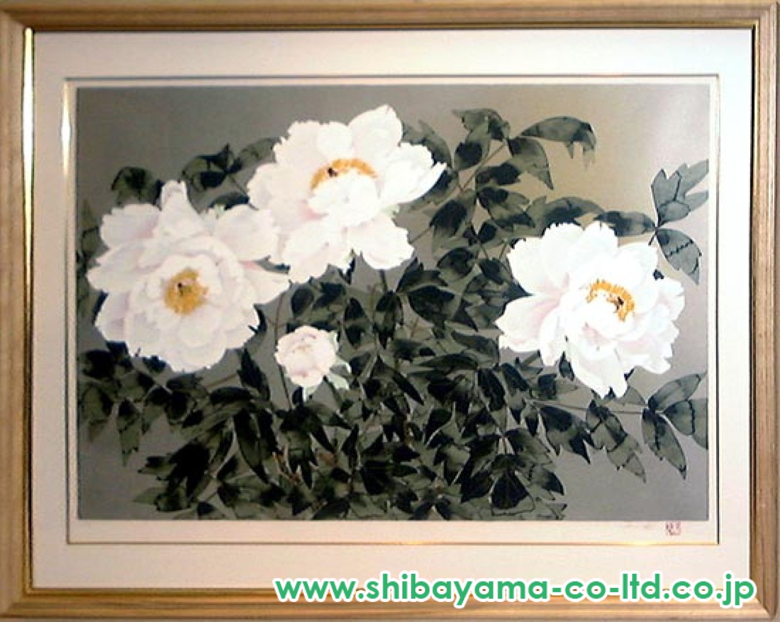 中島千波「白牡丹」シルクスクリーン :: 絵画買取・販売 - シバヤマ
