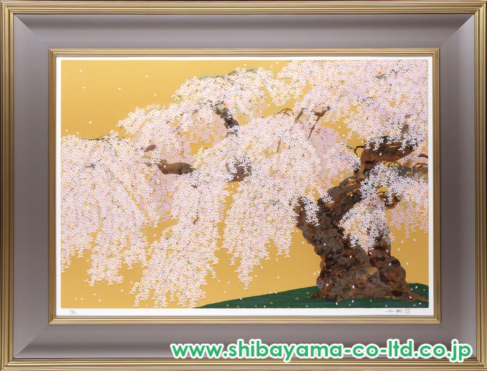 中島千波「春輝神田の大糸桜」シルクスクリーン :: 絵画買取