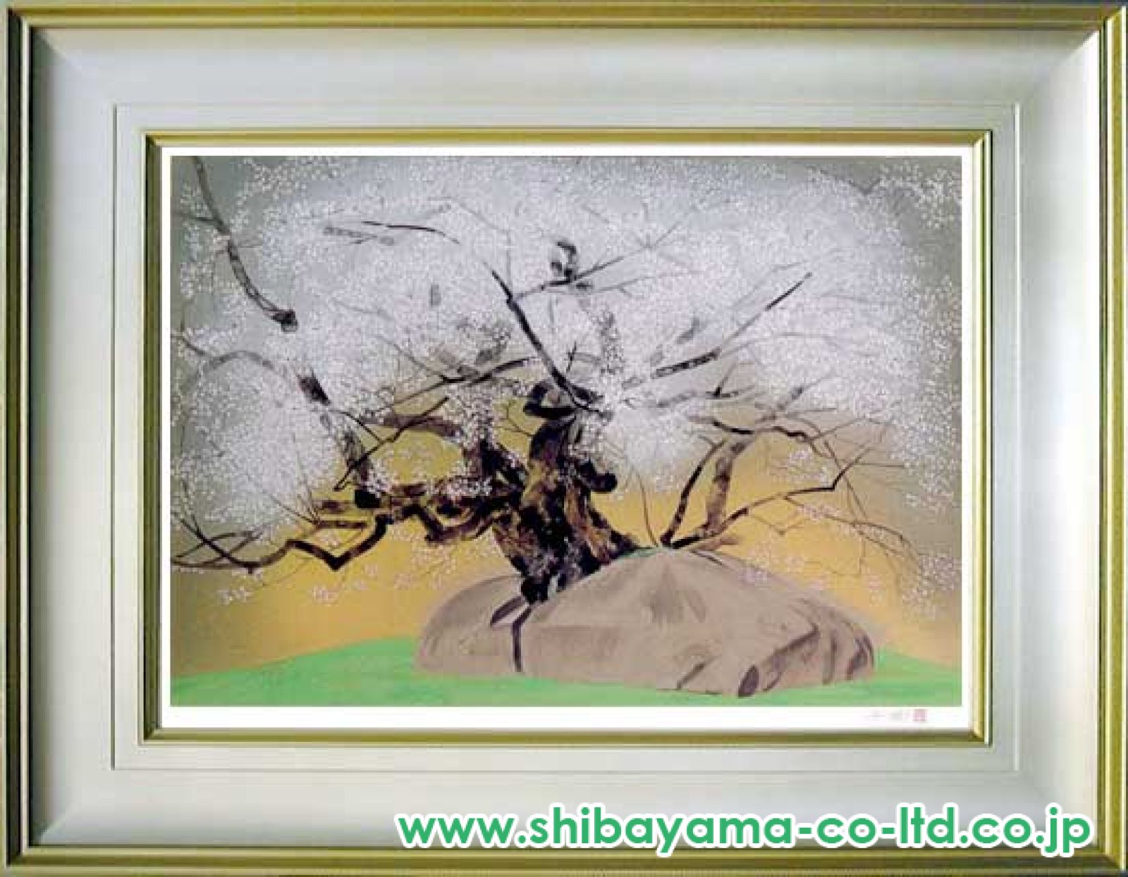 状態良好！中島千波「石割櫻」彩美版方式複製画 10号大 証明シール ar-nc63.jpg