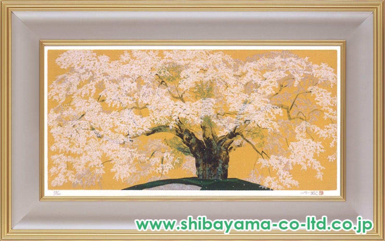 中島千波「静寂駒つなぎの櫻」シルクスクリーン :: 絵画買取
