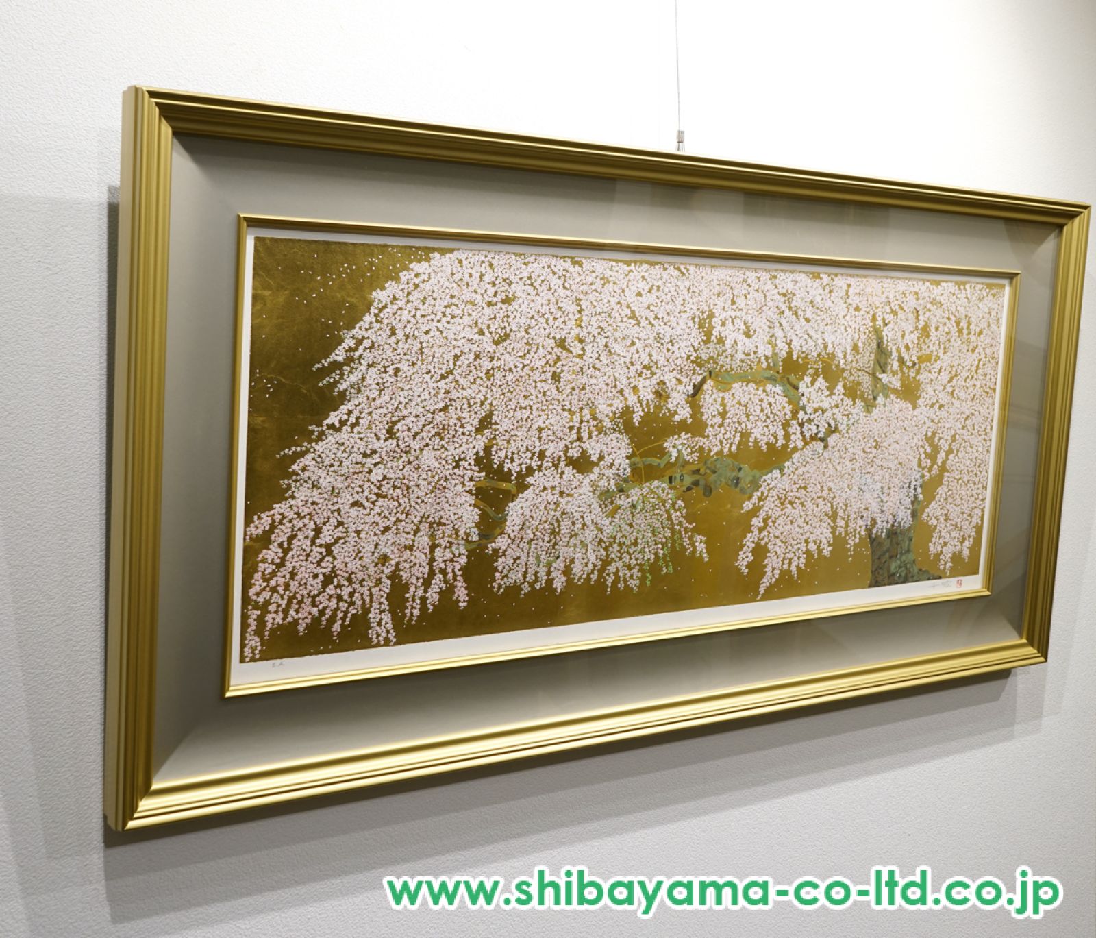 中島千波「春輝枝垂れ桜」シルクスクリーン＋本金箔 :: 絵画買取