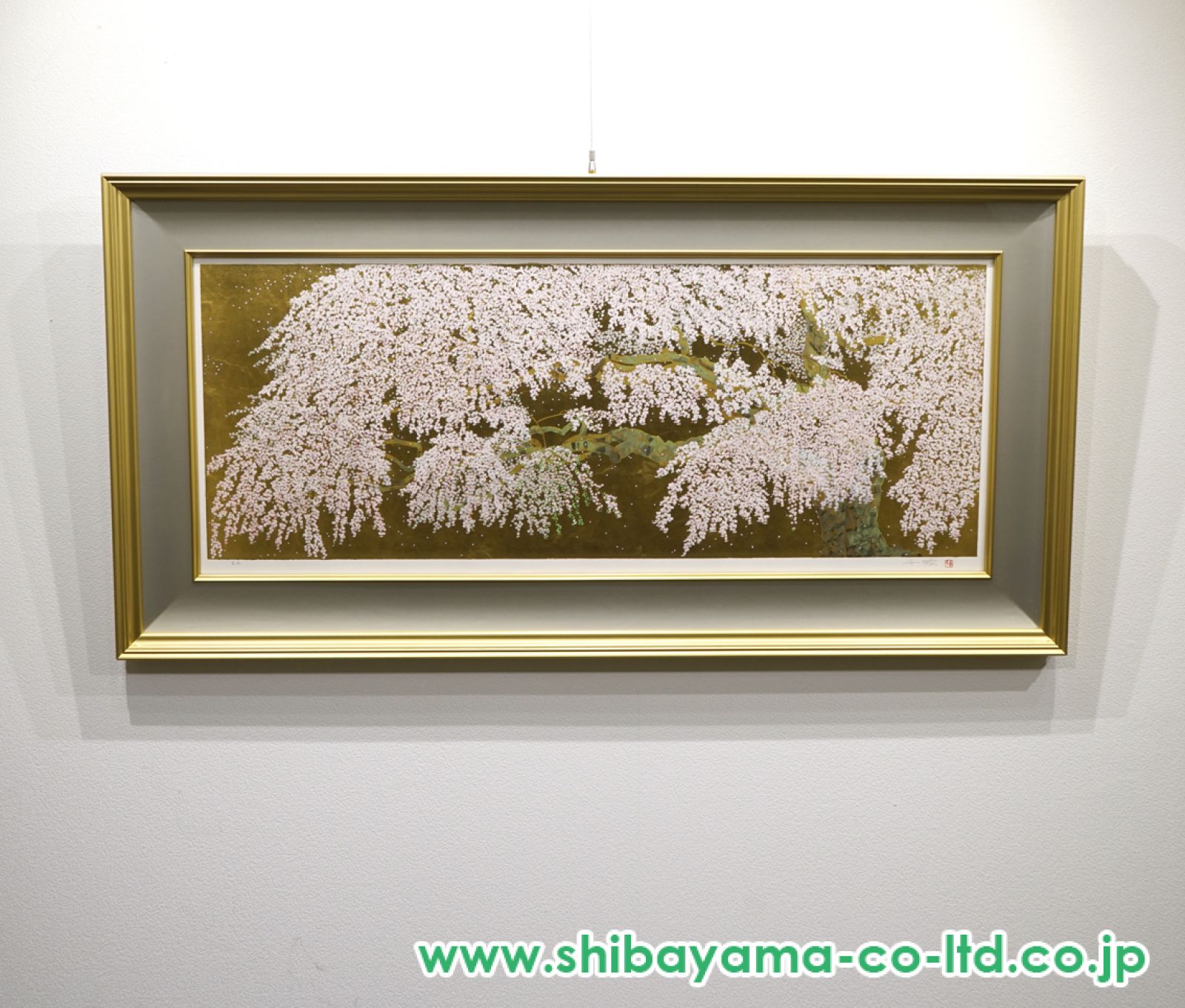 中島千波「春輝枝垂れ桜」シルクスクリーン＋本金箔 :: 絵画買取