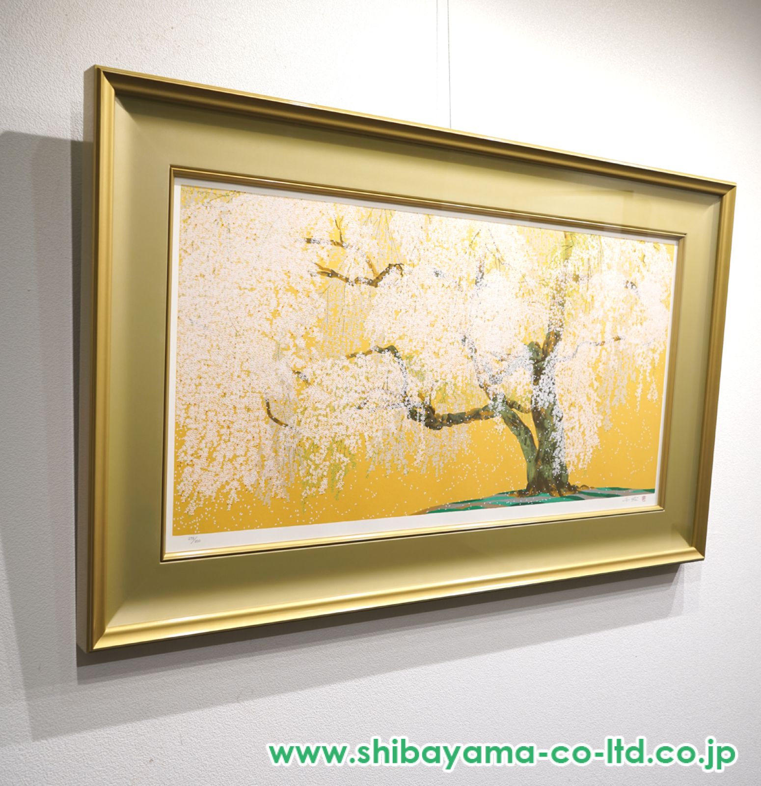 中島千波「醍醐寺三宝院枝垂櫻吹雪」シルクスクリーン　直筆サイン・作品証明シール有 中島千波『醍醐寺三宝院枝垂櫻吹雪』シルクスクリーン