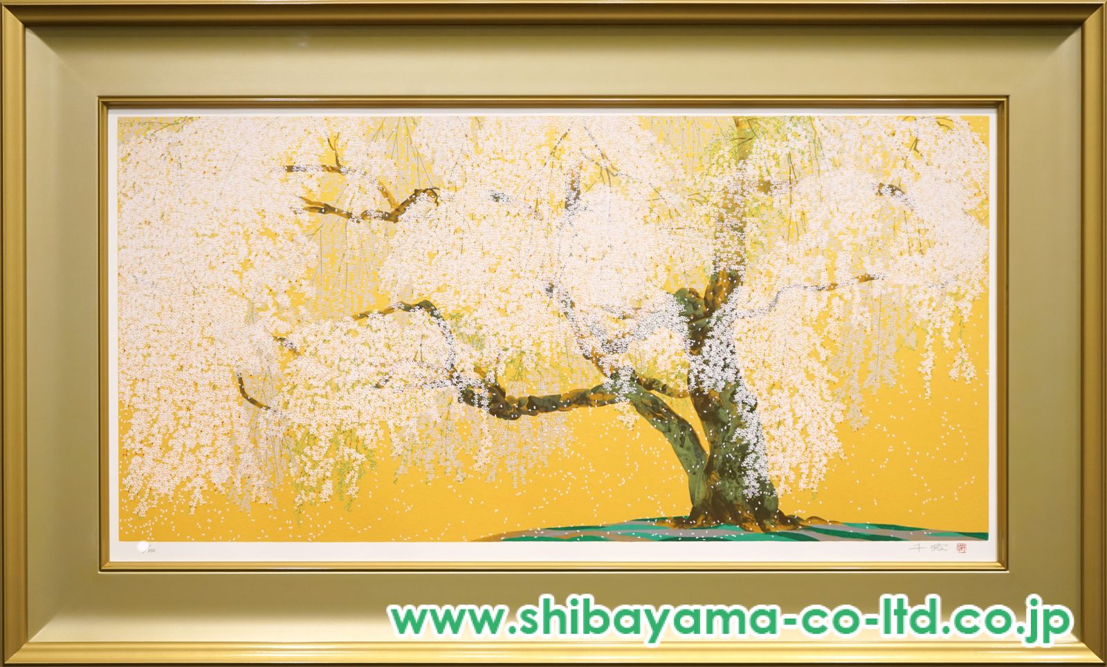 中島千波 【醍醐櫻】 2001年 シルクスクリーン 中島千波「醍醐桜」シルクスクリーン :: 絵画買取・販売 - シバヤマ