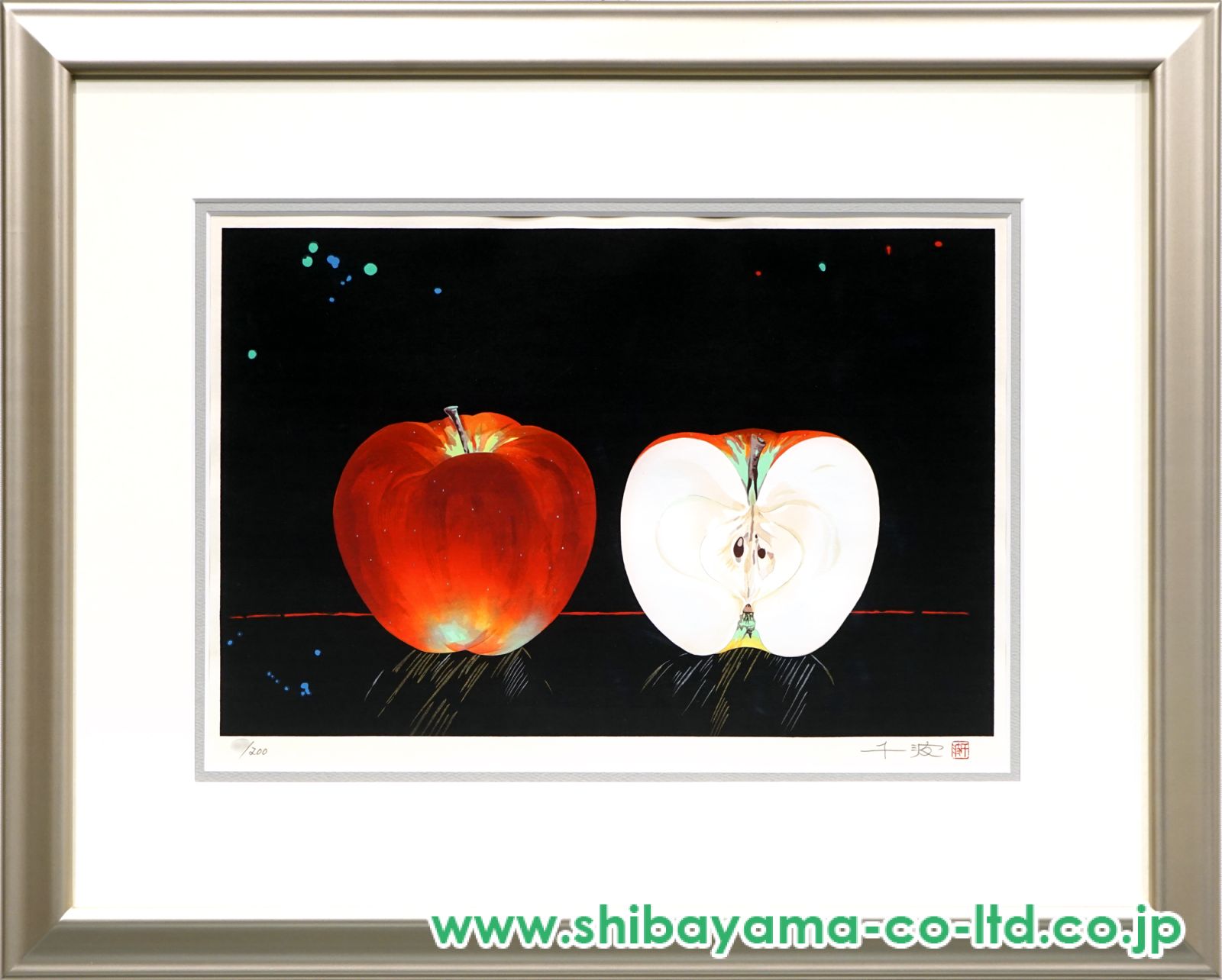 【美品】中島千波 木版画 りんごの春 額装 サイン入り 箱付 限定200部 美品】中島千波 木版画 りんごの春 額装 サイン入り 箱付 限定