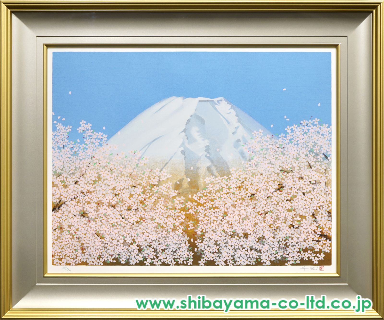 中島千波「不二に桃花図」シルクスクリーン 中島千波「不二に桃花図」シルクスクリーン 版画