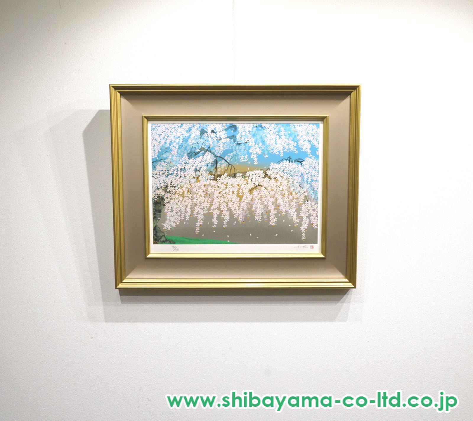 中島千波「春輝神田の大糸桜」シルクスクリーン　直筆サイン・落款・作品証明シール有 中島千波「春輝神田の大糸桜」シルクスクリーン :: 絵画買取