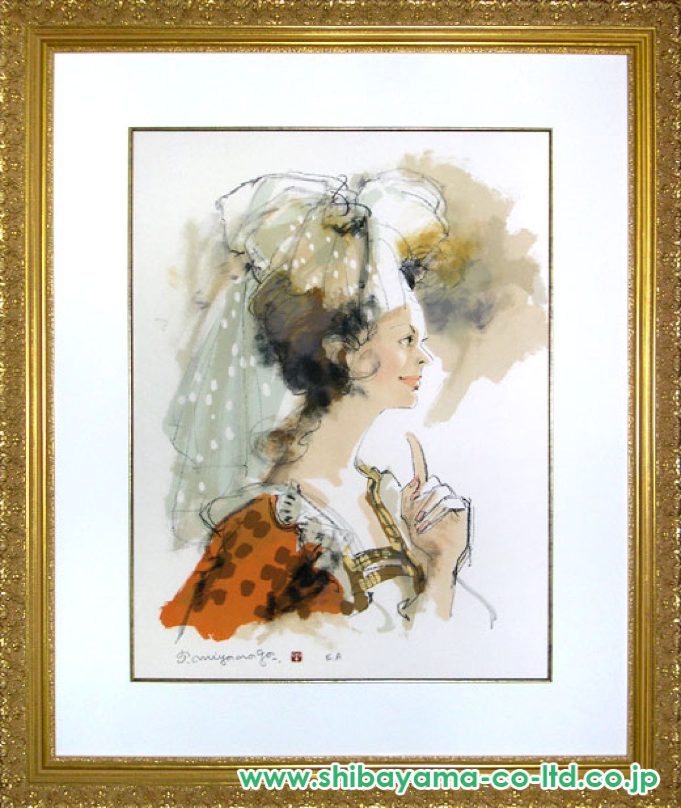 宮永岳彦「オレンジ衣」リトグラフ :: 絵画買取・販売 - シバヤマ