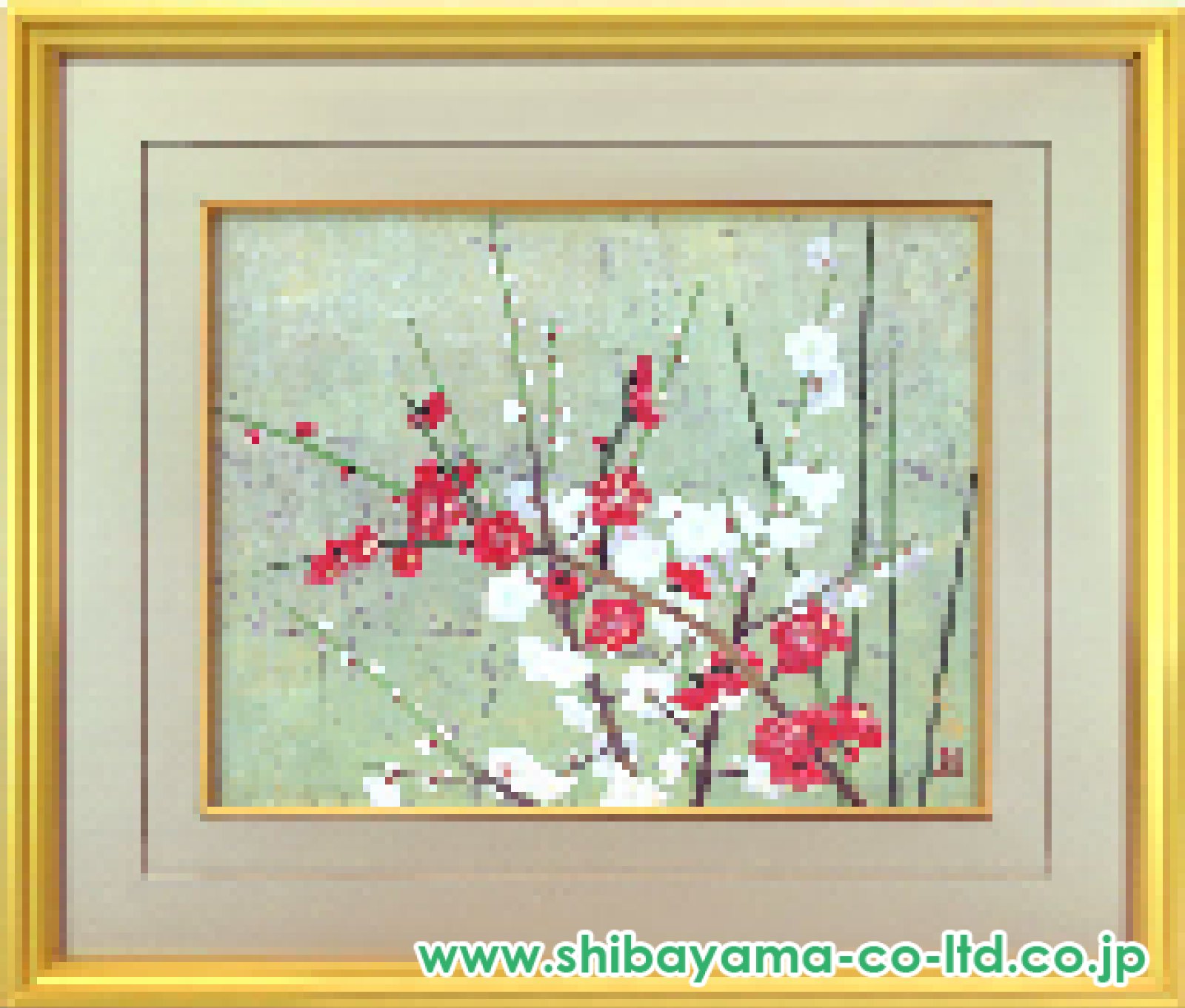 松本高明「紅白梅」日本画 F6号 :: 絵画買取・販売 - シバヤマ
