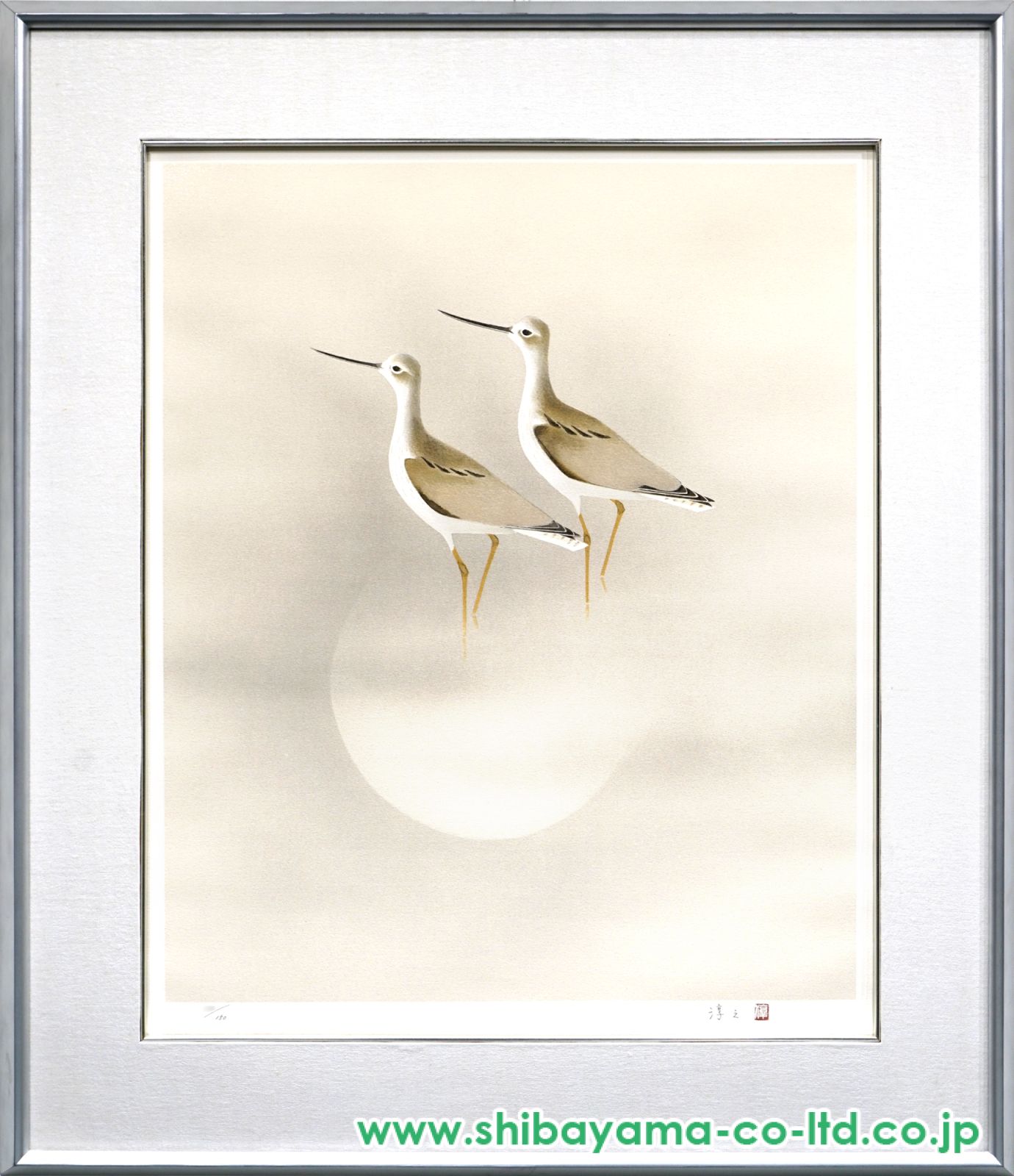「月・杜鵑（ほととぎす）」上村淳之 オリジナルリトグラフ 159/250 日本画 月・杜鵑（ほととぎす）」上村淳之 オリジナルリトグラフ 159