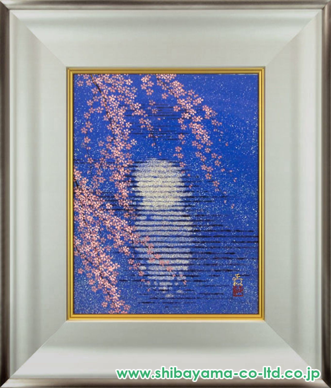 羽柴正和、【宵桜】、希少な額装用画集より、新品額装付、状態良好 羽柴正和、【宵桜】、希少な額装用画集より、新品額装付、状態良好