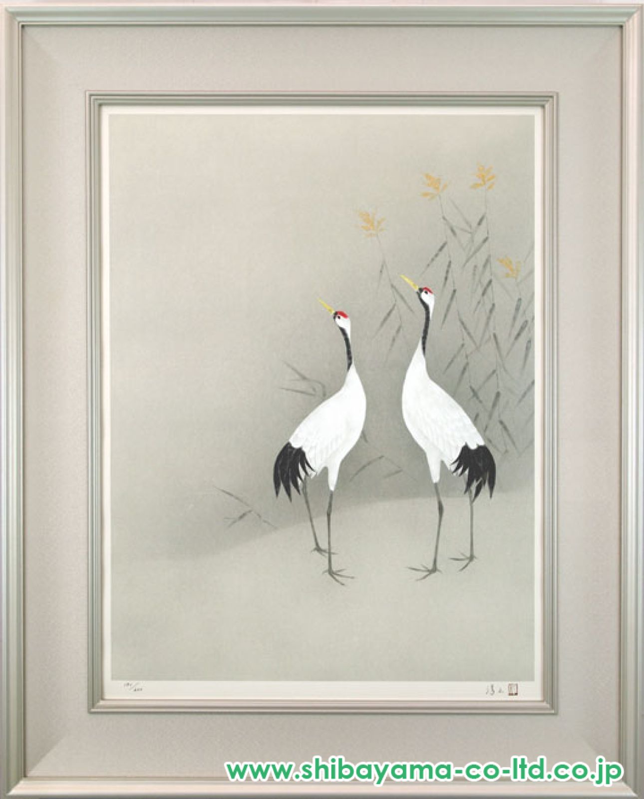 上村淳之「双鶴」シルクスクリーン :: 絵画買取・販売 - シバヤマ