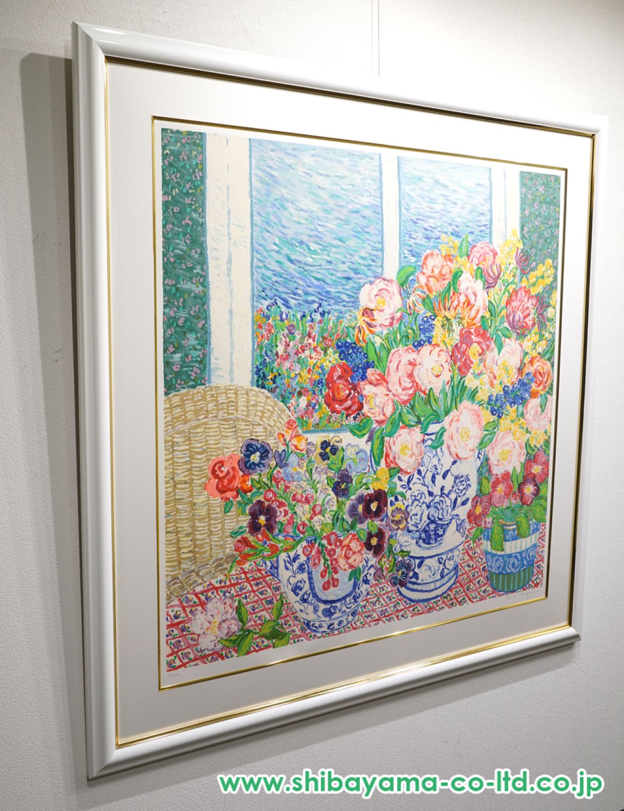レスリーセイヤー　シルクスクリーン　フラワーファンタジー 花の絵をシルクスクリーンの版画で制作したレスリー・セイヤーの