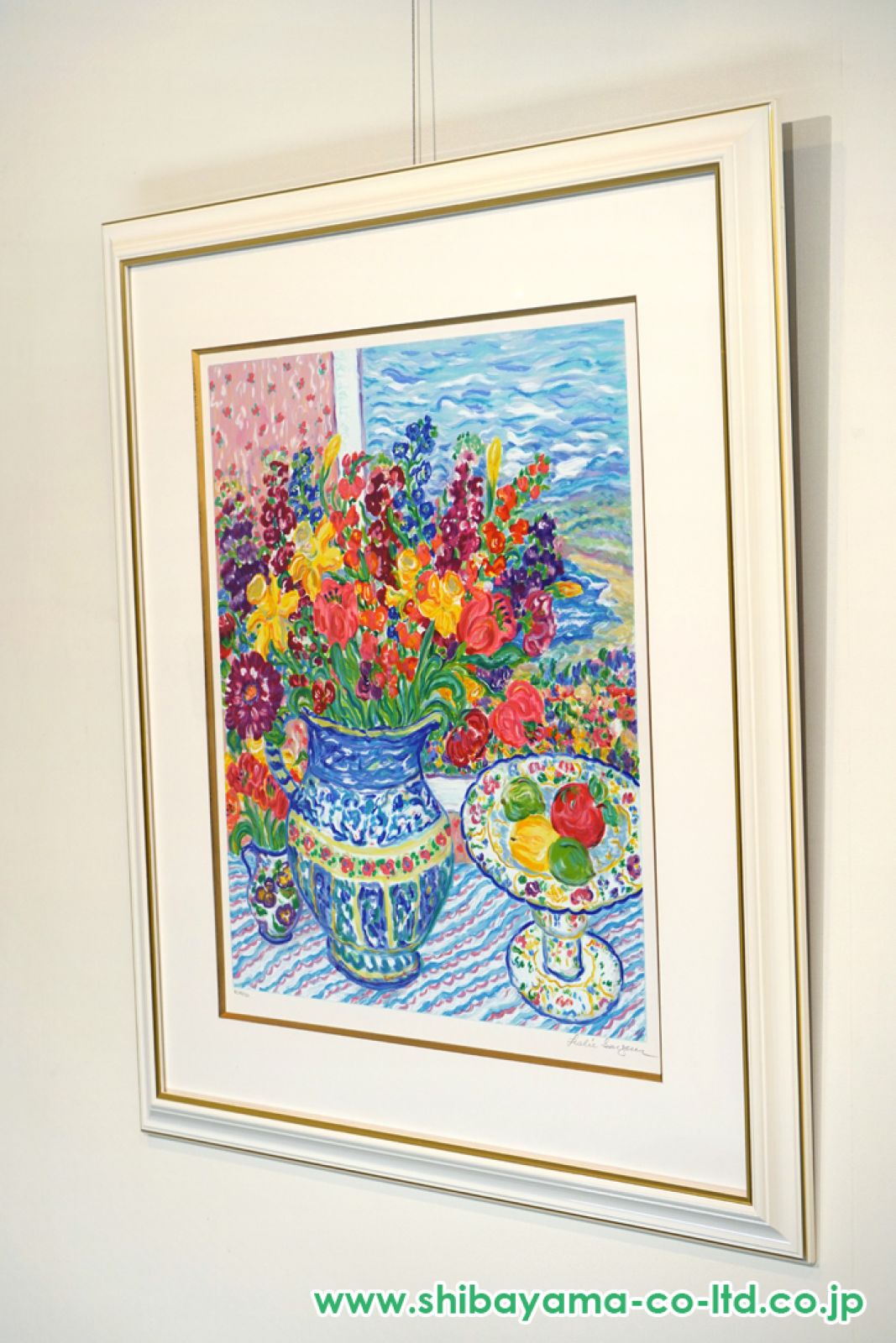 レスリー　セイヤ　花畑の中　本人を描いた　１０５／２５０　　シルク　スクリーン レスリー セイヤ 花畑の中 本人を描いた 105／250 シルク