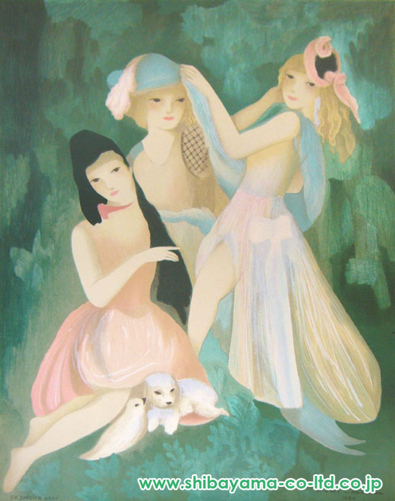 ★マリー・ローランサン 踊り子たち リトグラフ Marie Laurencin マリー・ローランサン 『二人の女性』 リトグラフ - 北海道画廊